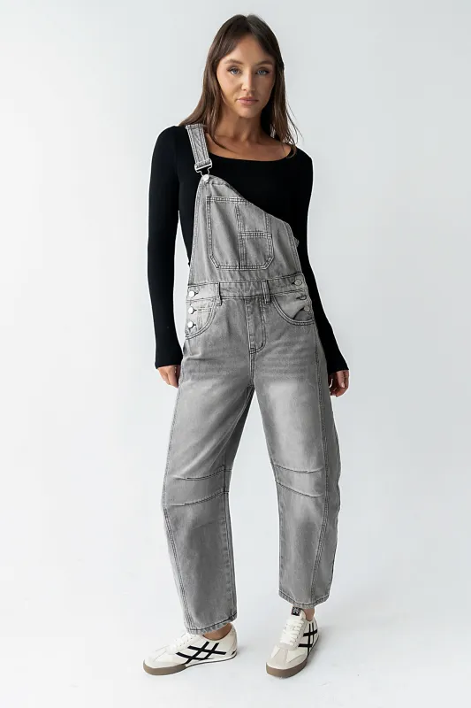 Tansy Denim Overalls in Grey made by bohme
