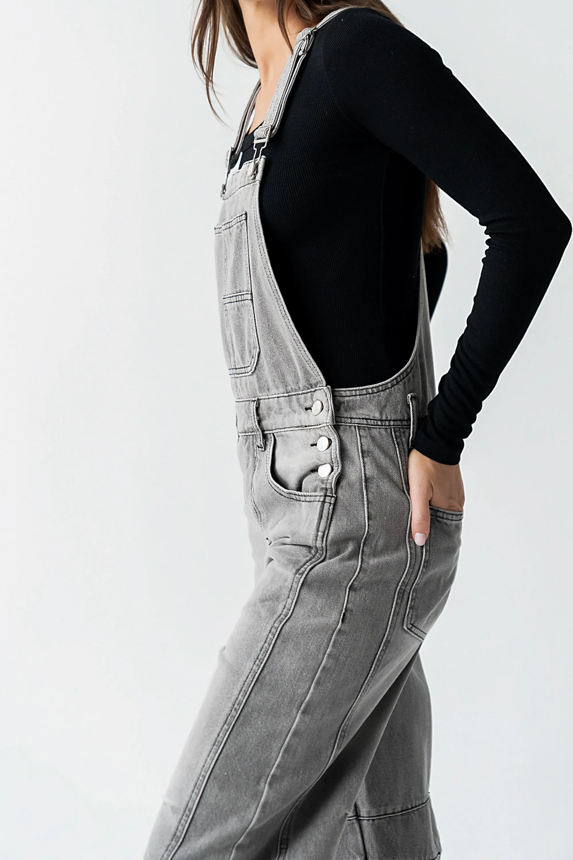 Tansy Denim Overalls in Grey sold by bohme product image thumbnail 2