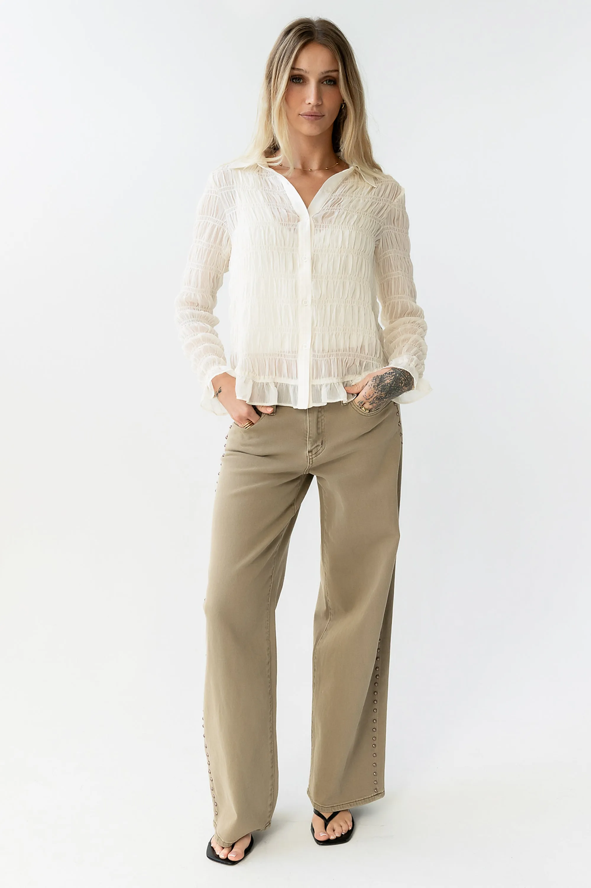 Nicola Sheer Blouse in Cream - FINAL SALE sold by bohme product image thumbnail 3
