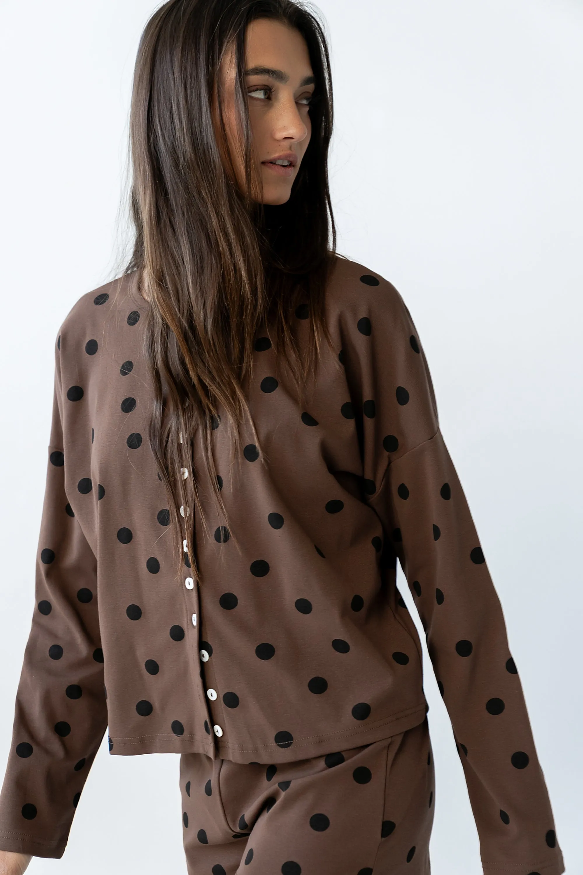 James Polka Dot Cardigan in Brown - FINAL SALE sold by bohme product image thumbnail 4