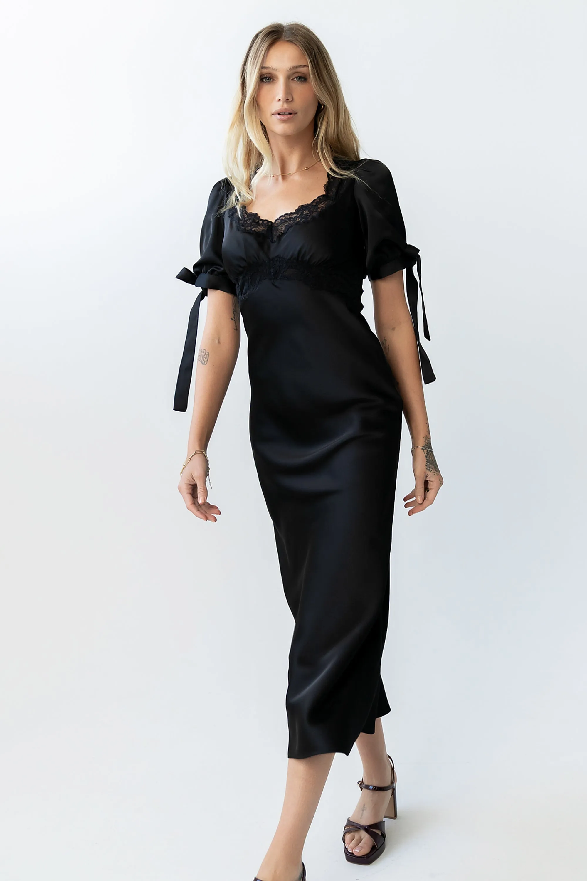 Amanda Lace Trim Maxi Dress in Black sold by bohme product image thumbnail 5