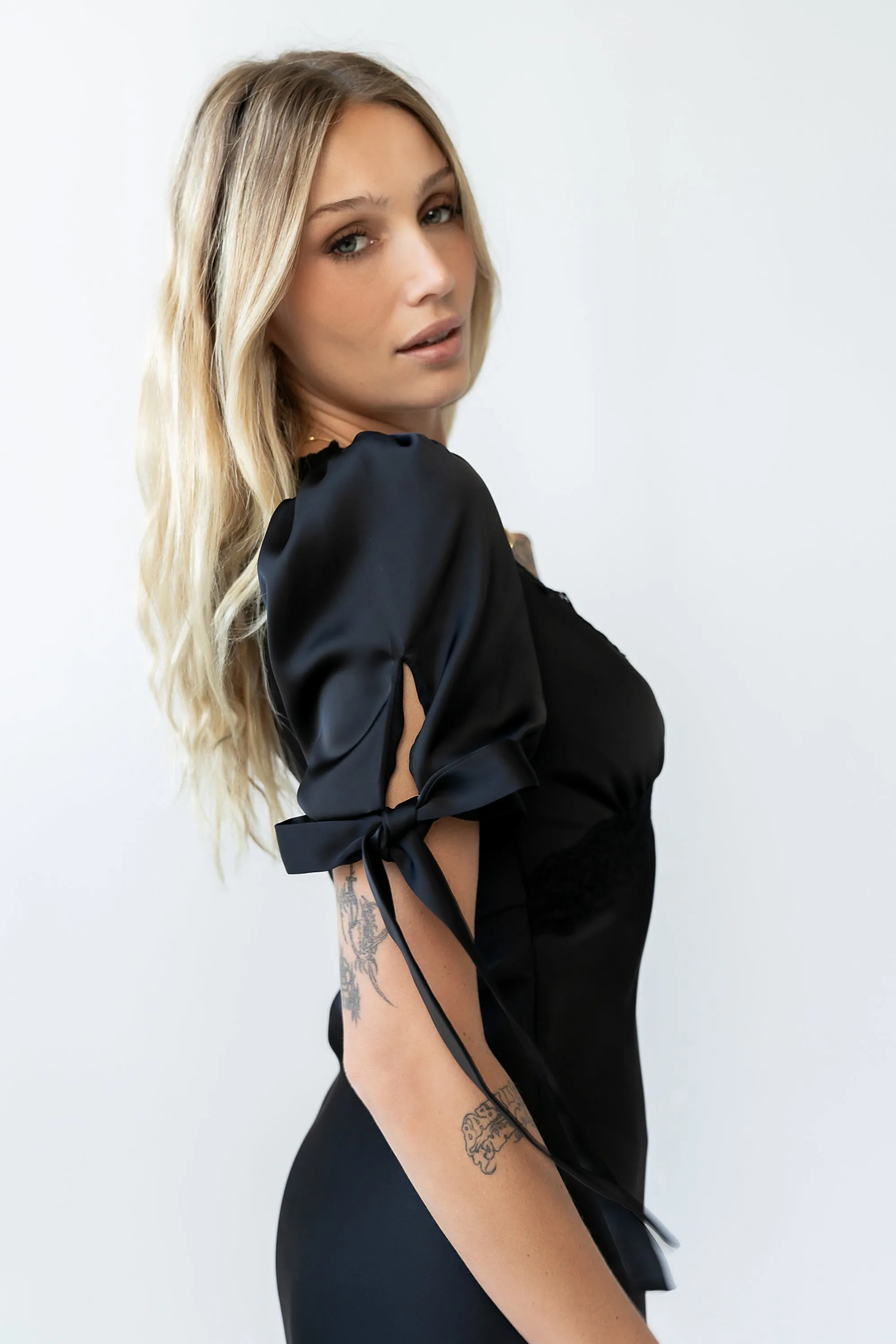 Amanda Lace Trim Maxi Dress in Black sold by bohme product image thumbnail 2