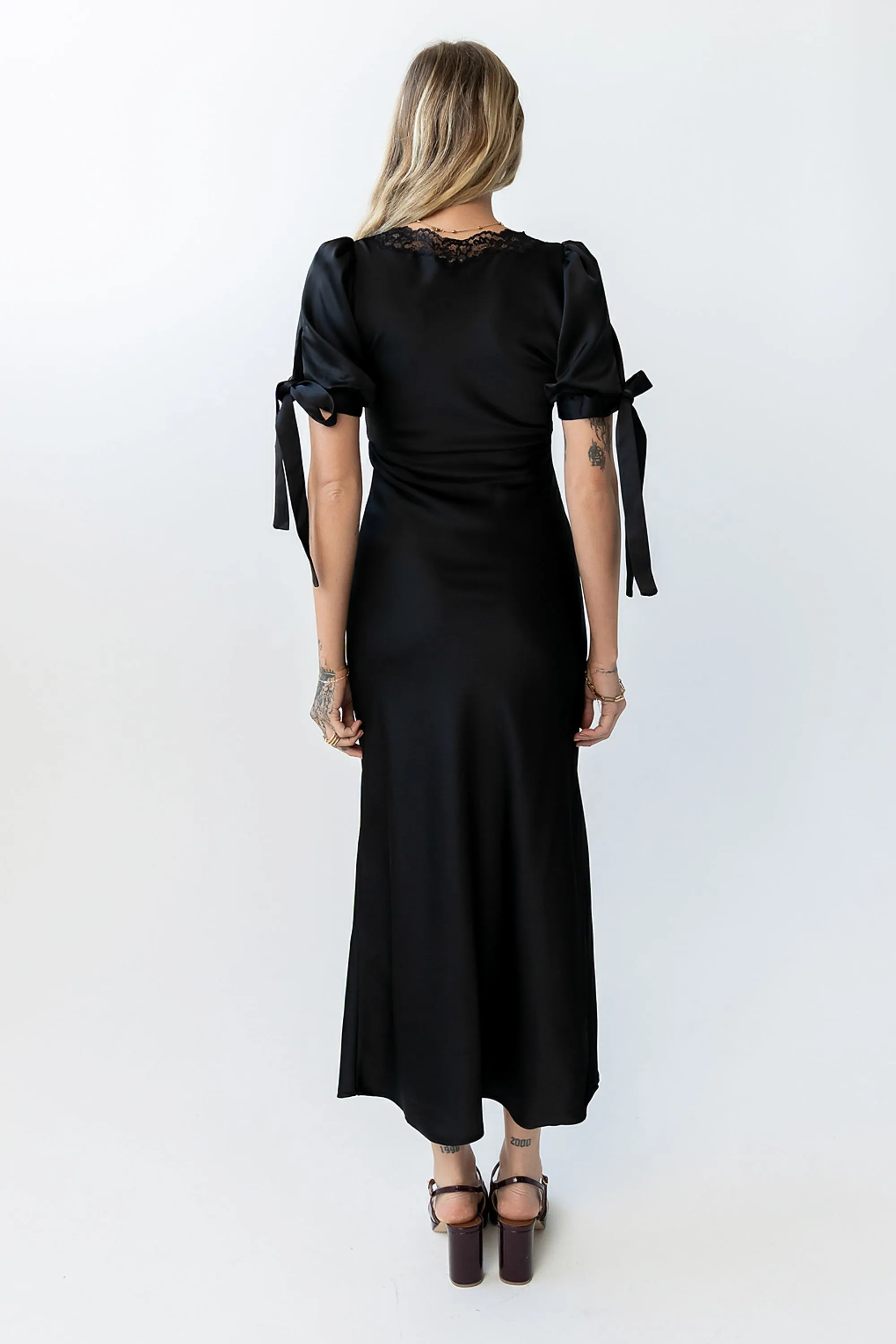 Amanda Lace Trim Maxi Dress in Black sold by bohme product image thumbnail 3