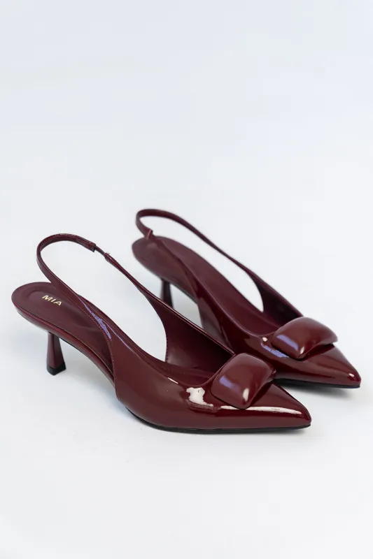 Nena Slingback Heels in Burgundy sold by bohme