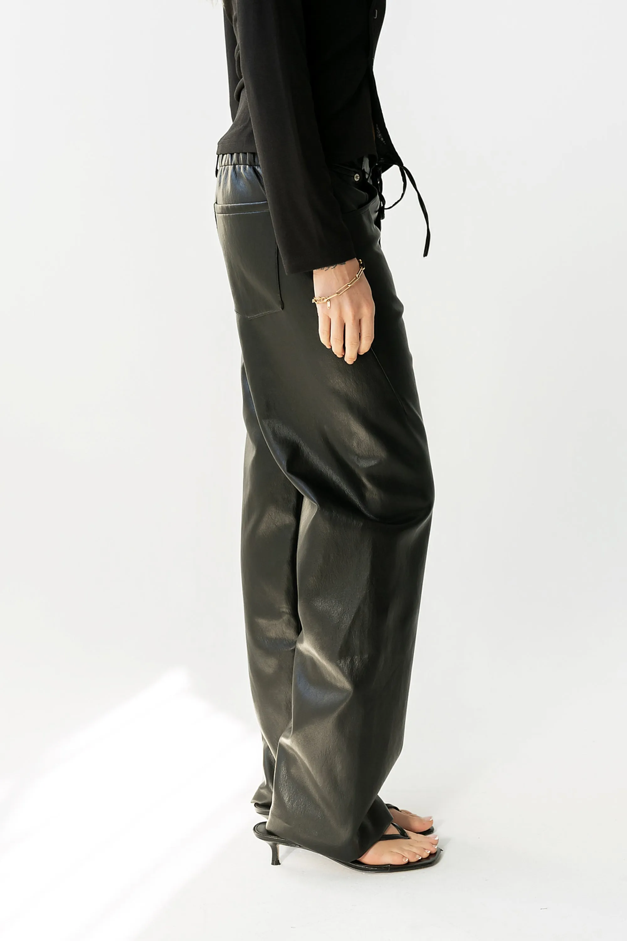 Priya Vegan Leather Wide Leg Pants - FINAL SALE sold by bohme product image thumbnail 3