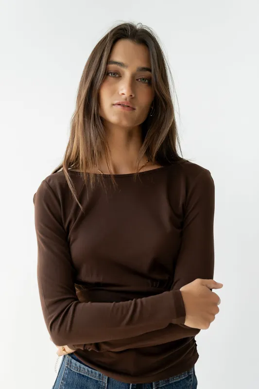 Selena Ruched Top in Brown made by bohme