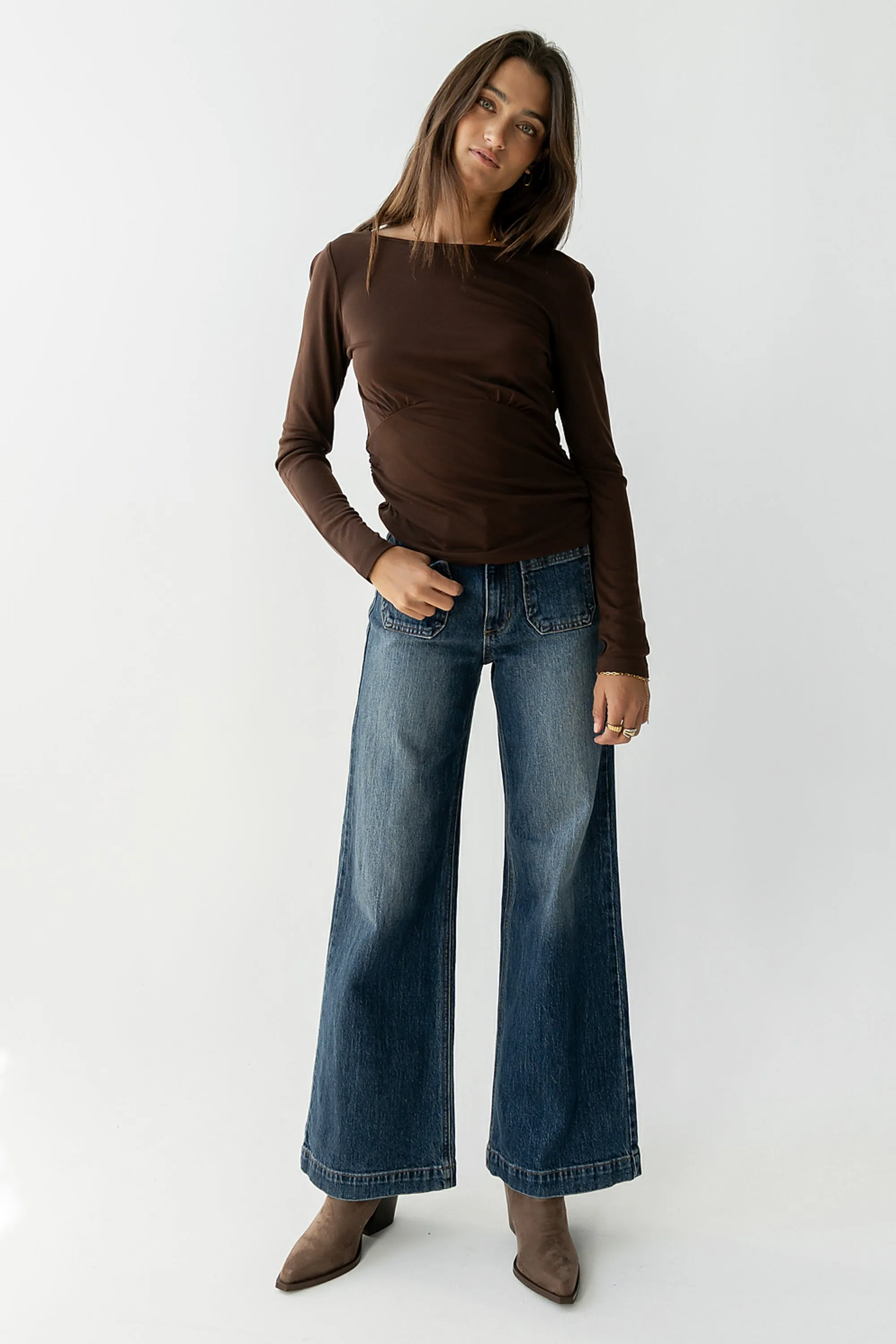 Selena Ruched Top in Brown sold by bohme product image thumbnail 3