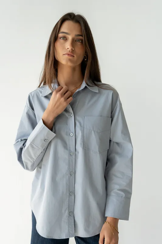 Markell Oversized Button Up in Blue sold by bohme