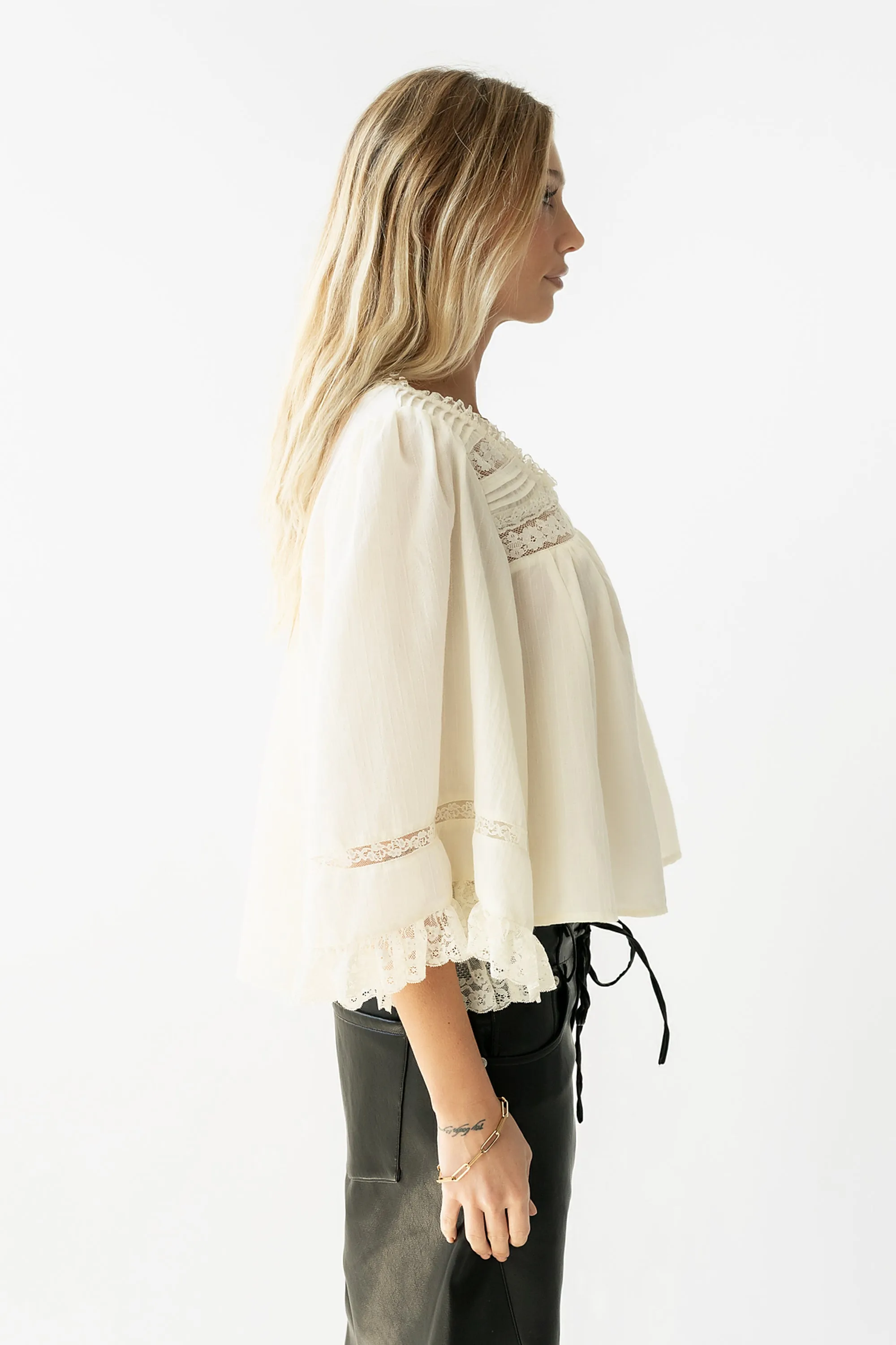 Kylee Lace Blouse in Cream sold by bohme product image thumbnail 4