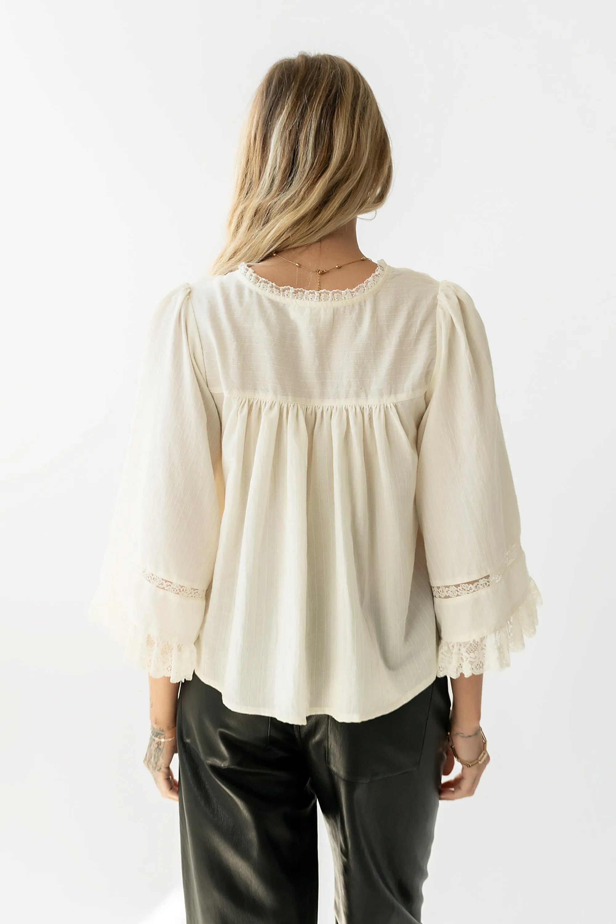 Kylee Lace Blouse in Cream sold by bohme product image thumbnail 3