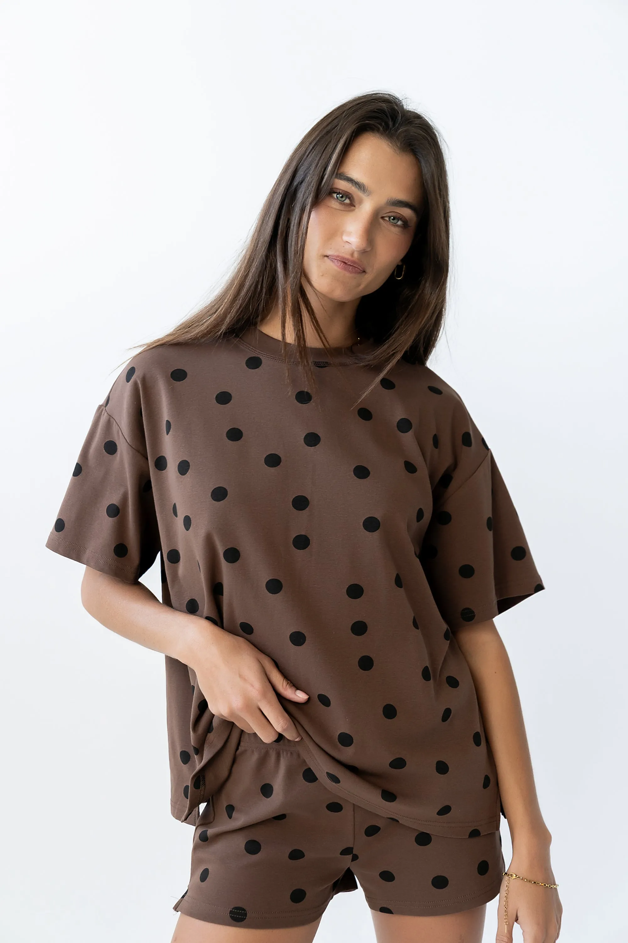 James Polka Dot Tee in Brown sold by bohme product image thumbnail 4