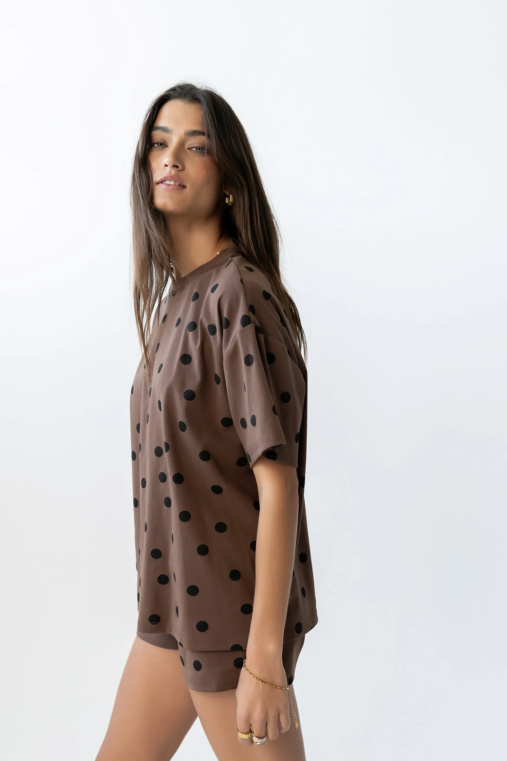 James Polka Dot Tee in Brown sold by bohme product image thumbnail 5