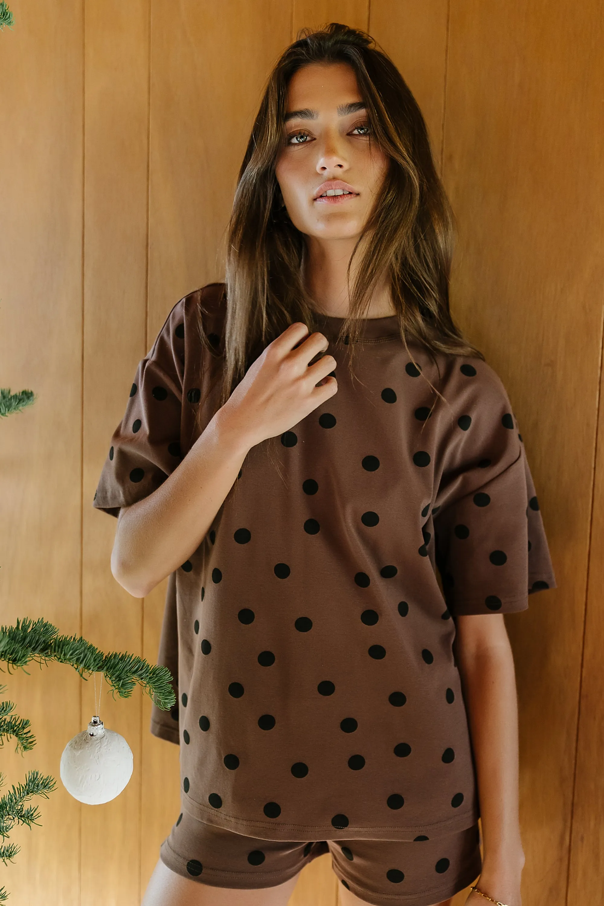 James Polka Dot Tee in Brown sold by bohme product image thumbnail 2