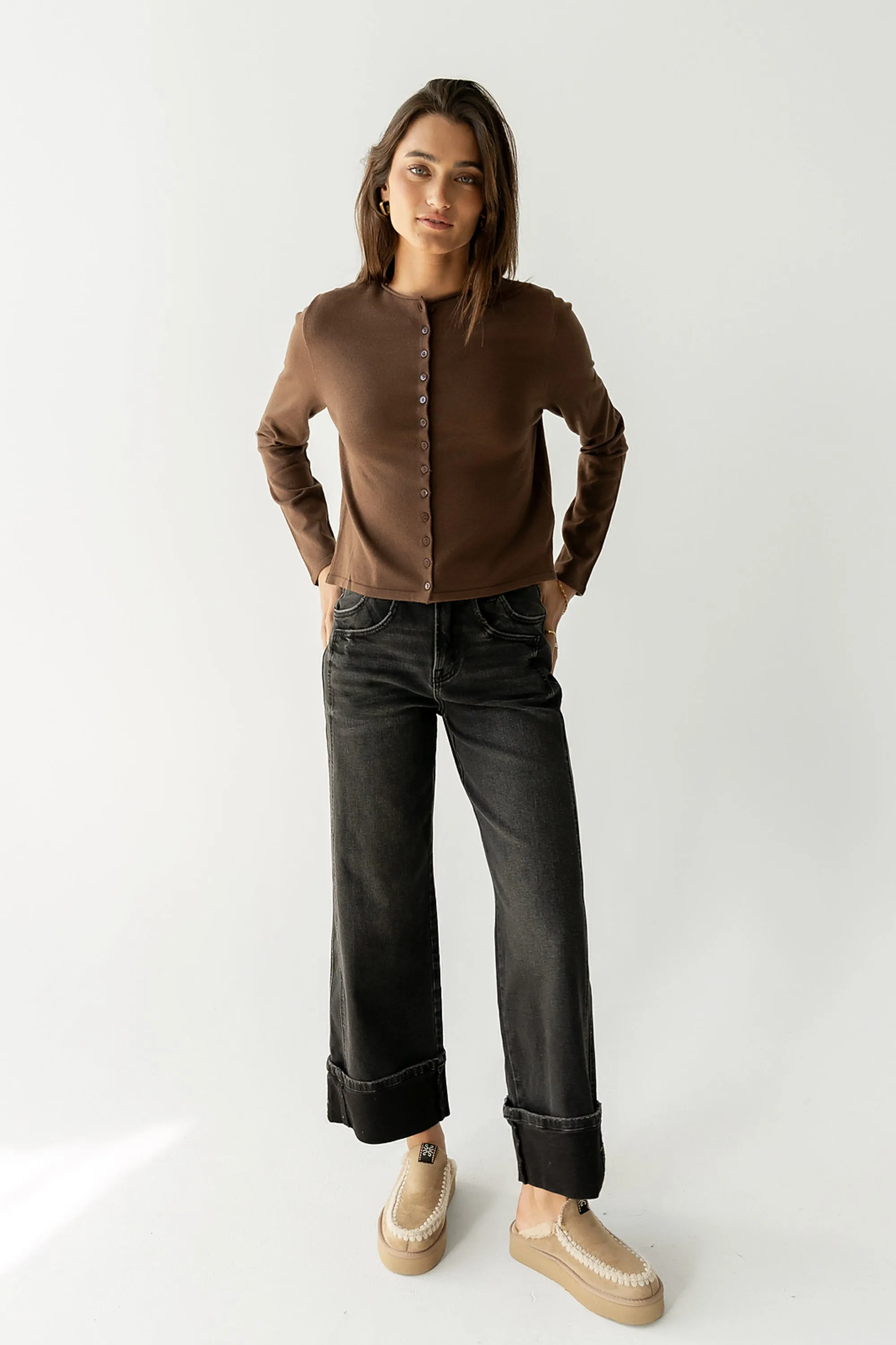 Maddy Button Up Cardigan in Brown sold by bohme product image thumbnail 2