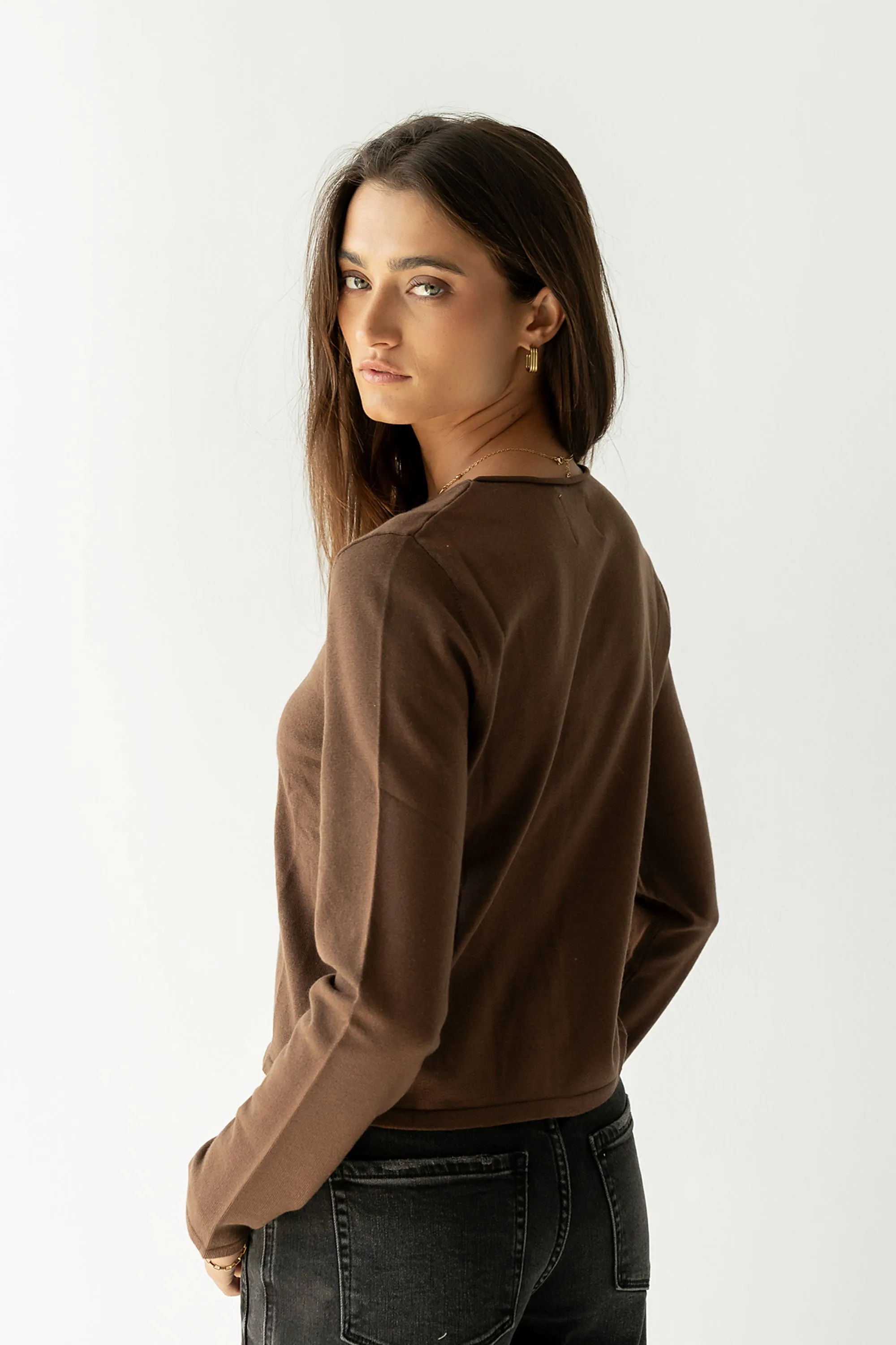 Maddy Button Up Cardigan in Brown sold by bohme product image thumbnail 4