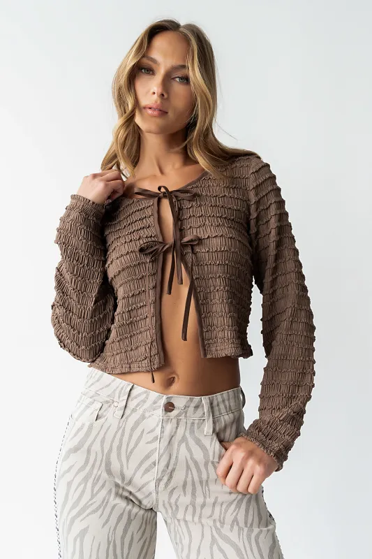 Jordy Textured Top in Brown sold by bohme