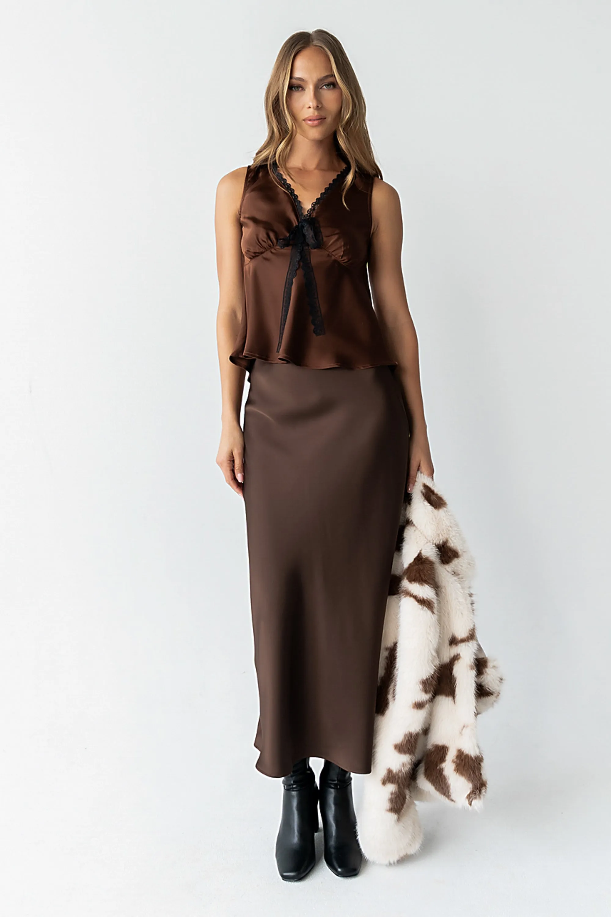 Kendall Satin Top in Brown sold by bohme product image thumbnail 5