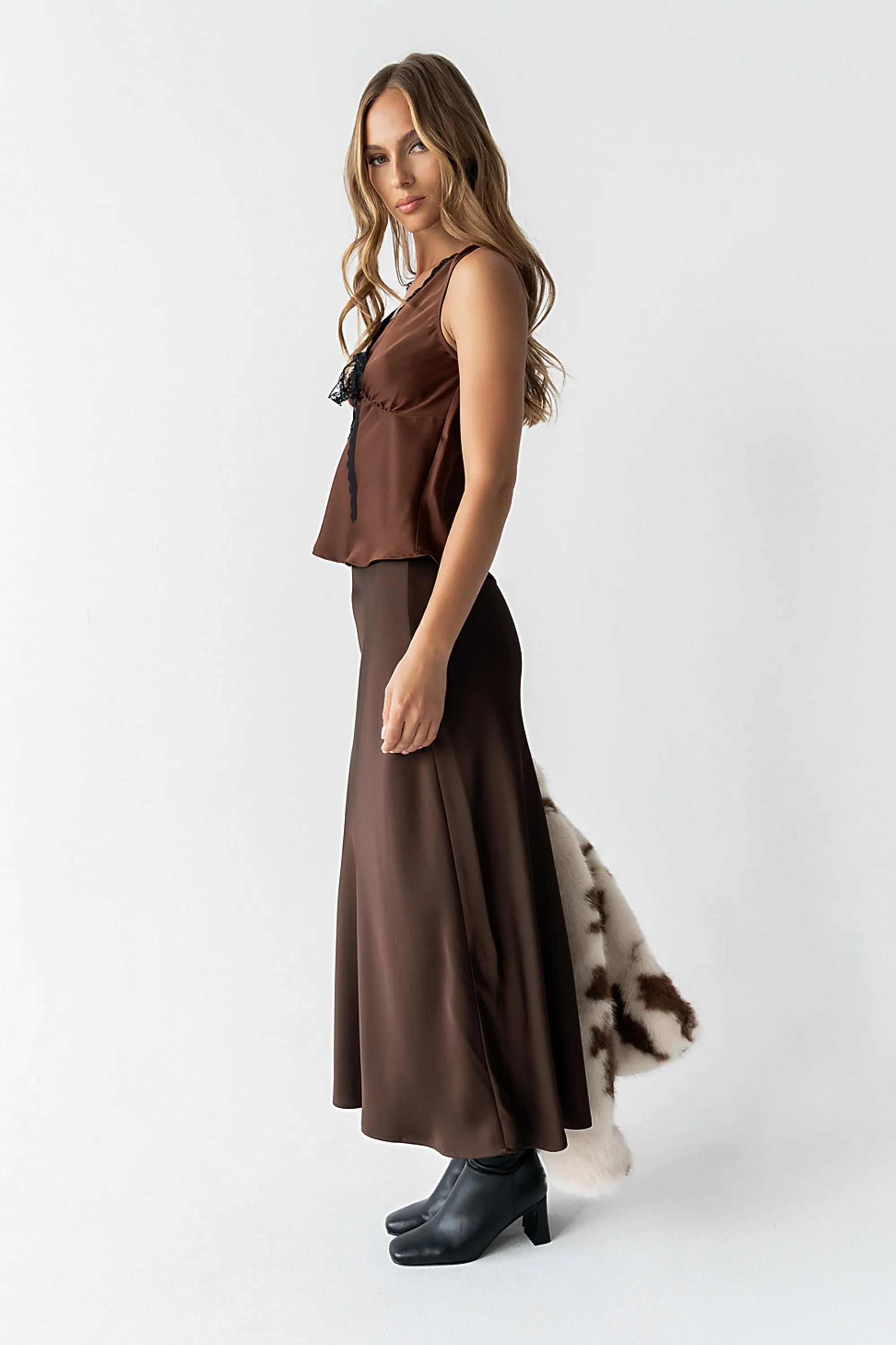 Kendall Satin Top in Brown sold by bohme product image thumbnail 3