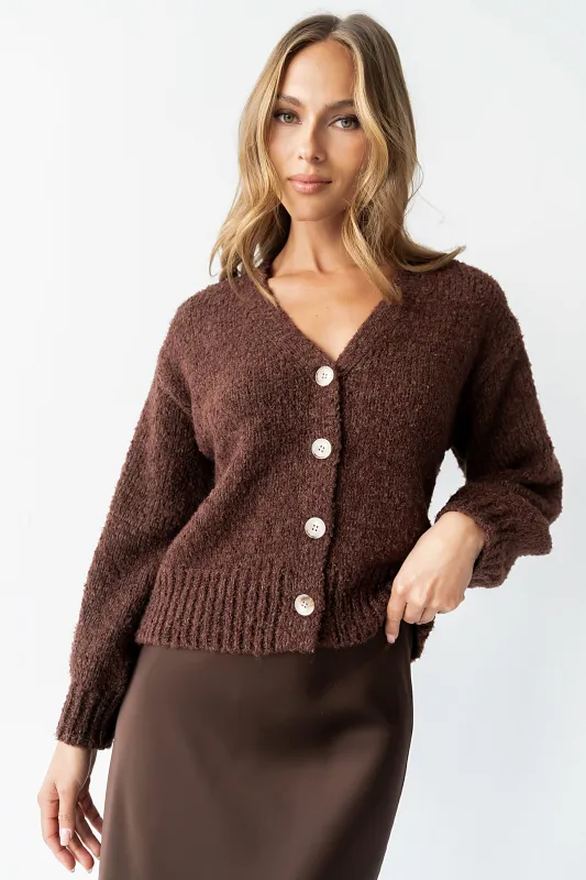 Markie Knit Cardigan in Brown sold by bohme