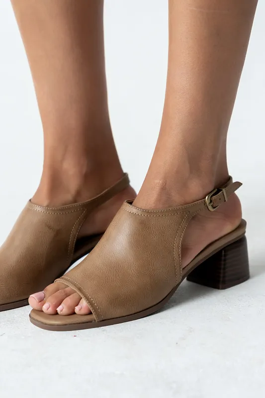Faith Slingback Mule in Camel sold by bohme