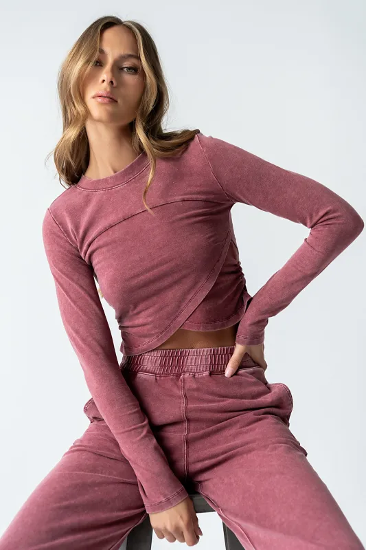 Kassie Crossover Crop Top in Berry - FINAL SALE made by bohme