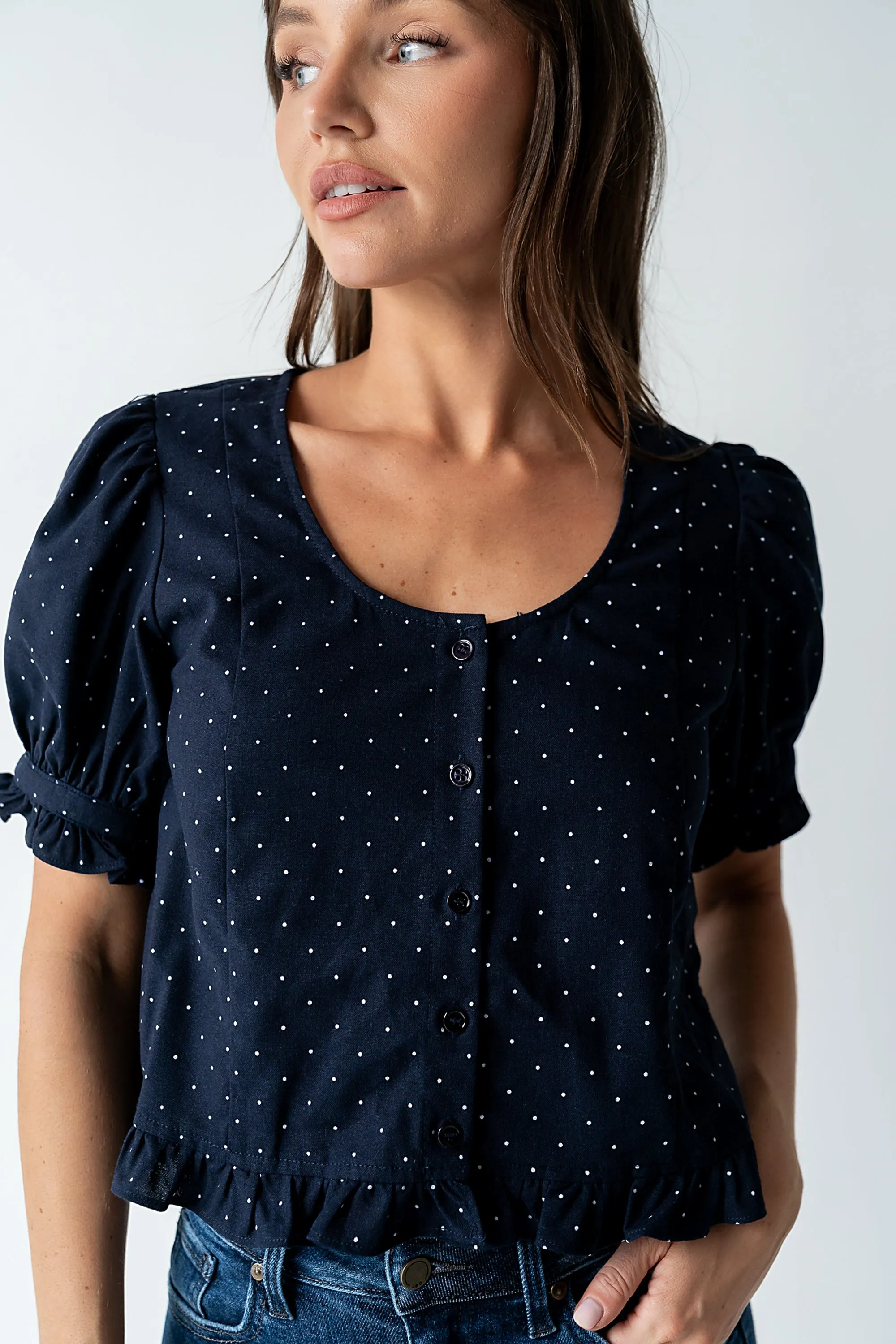 Jessie Polka Dot Blouse in Navy - FINAL SALE sold by bohme product image thumbnail 3