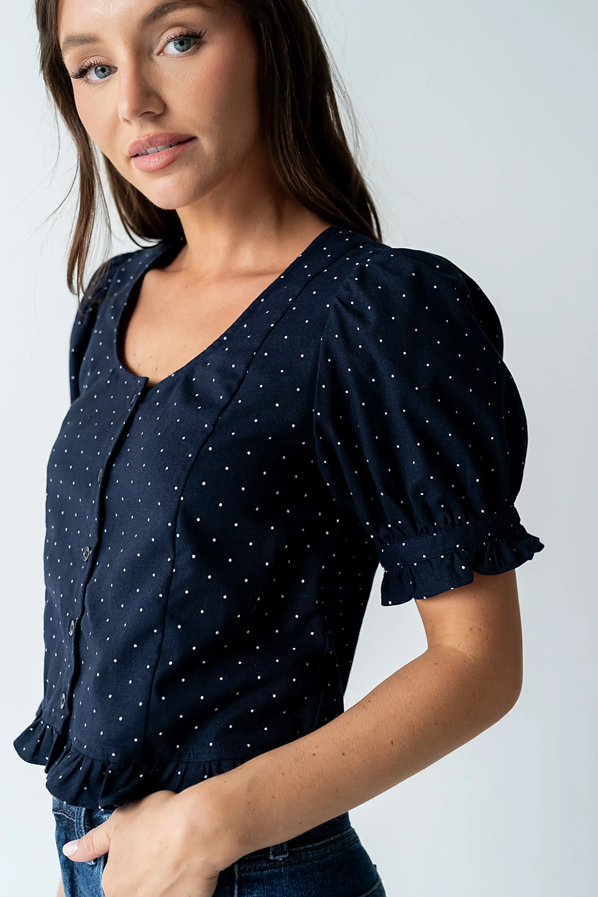 Jessie Polka Dot Blouse in Navy - FINAL SALE sold by bohme product image thumbnail 4