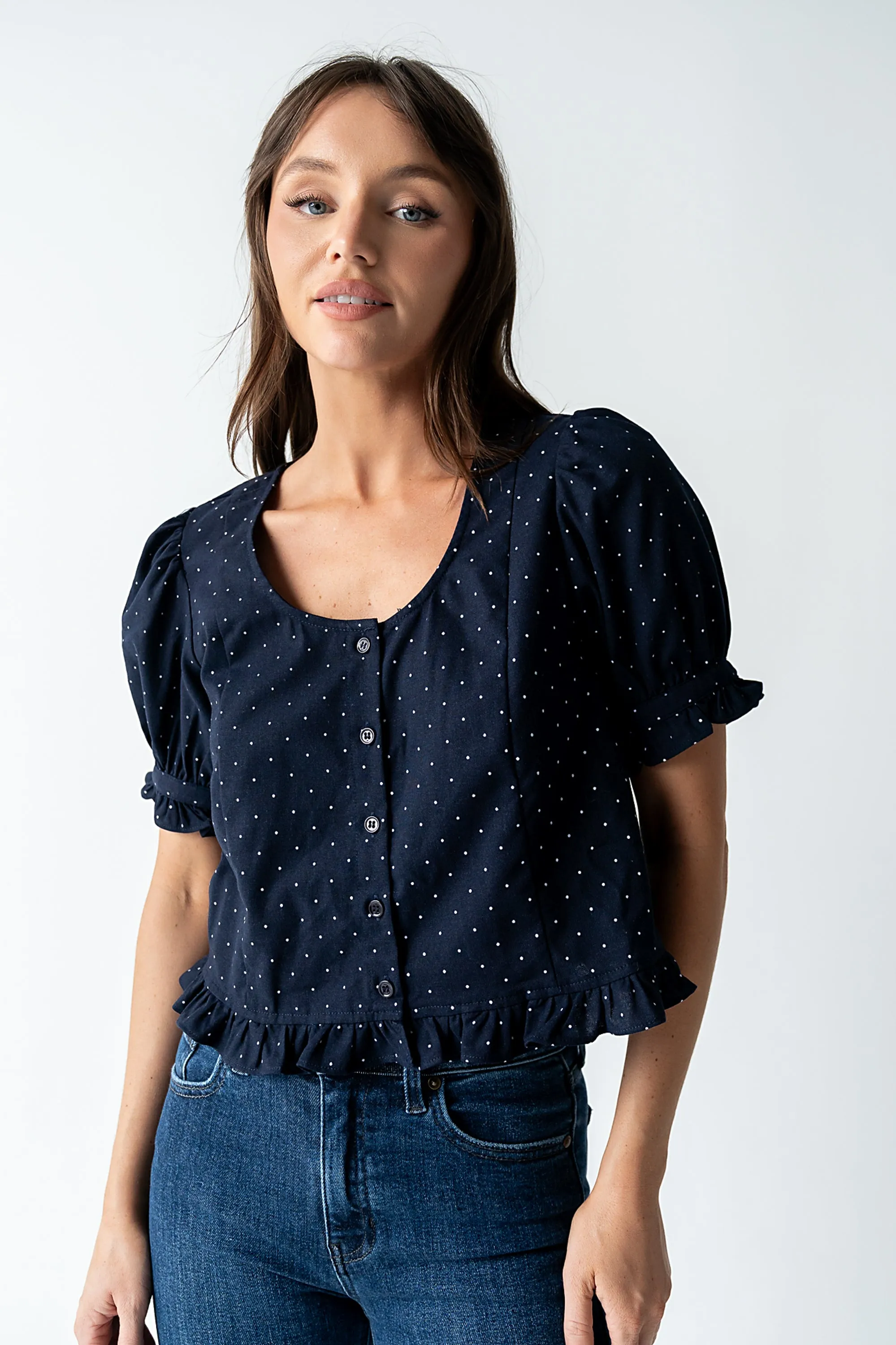 Jessie Polka Dot Blouse in Navy - FINAL SALE sold by bohme product image thumbnail 5