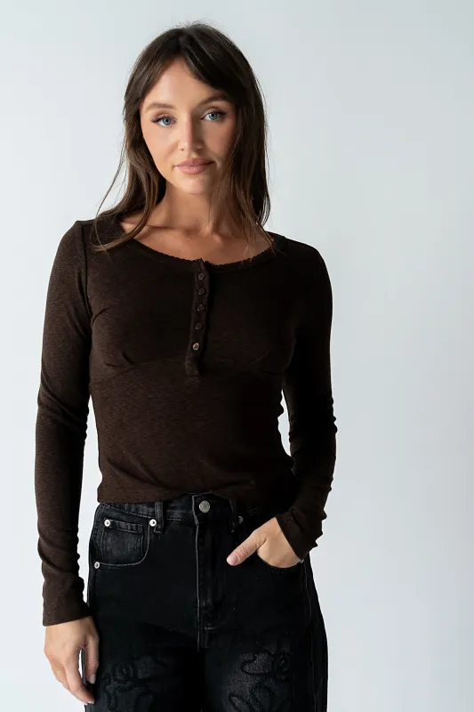 Cierra Knit Top in Brown sold by bohme