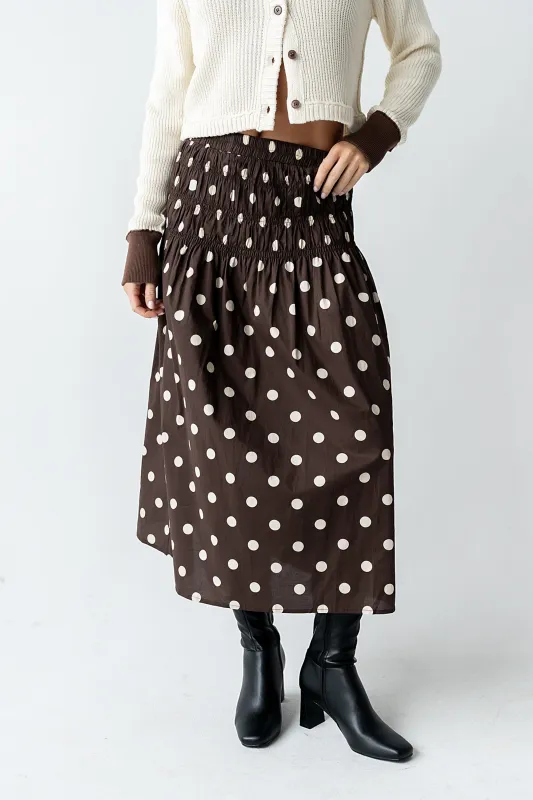 Ricky Polka Dot Midi Skirt sold by bohme