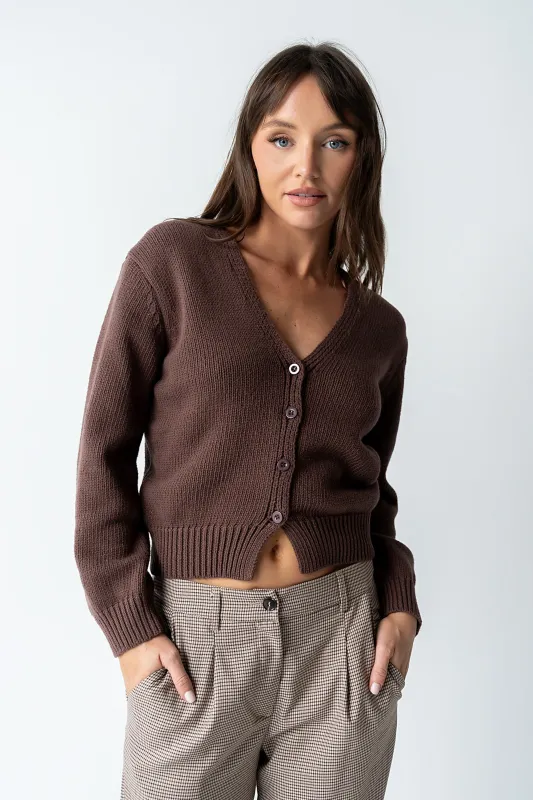 Marlie Knit Cardigan in Brown sold by bohme