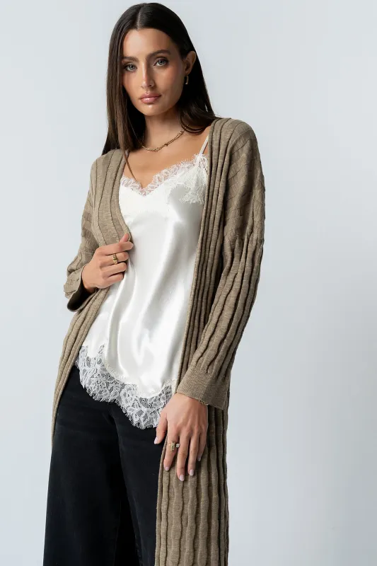 Eve Ribbed Duster in Olive sold by bohme