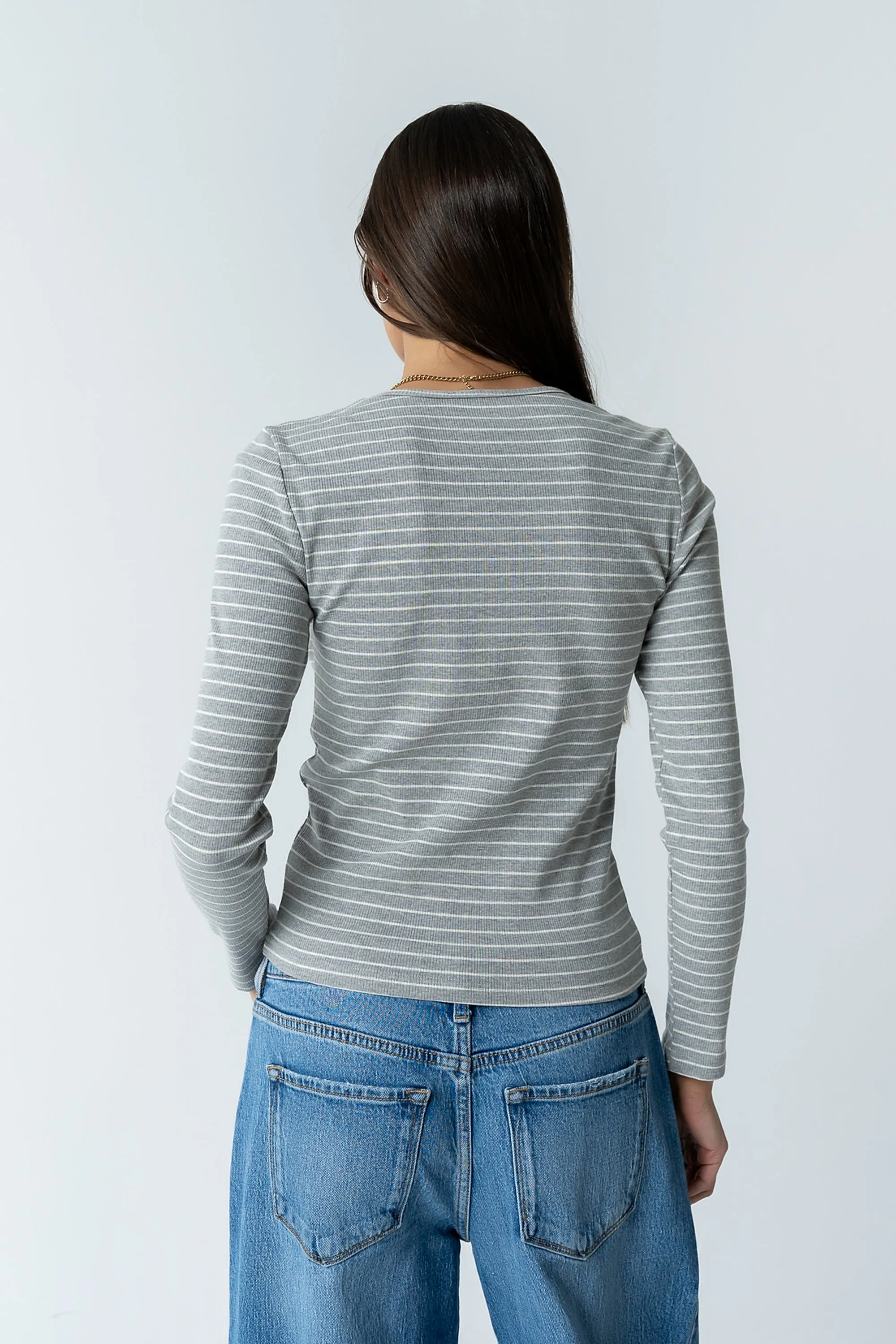 Indiana Striped Top in Heather Grey sold by bohme product image thumbnail 3