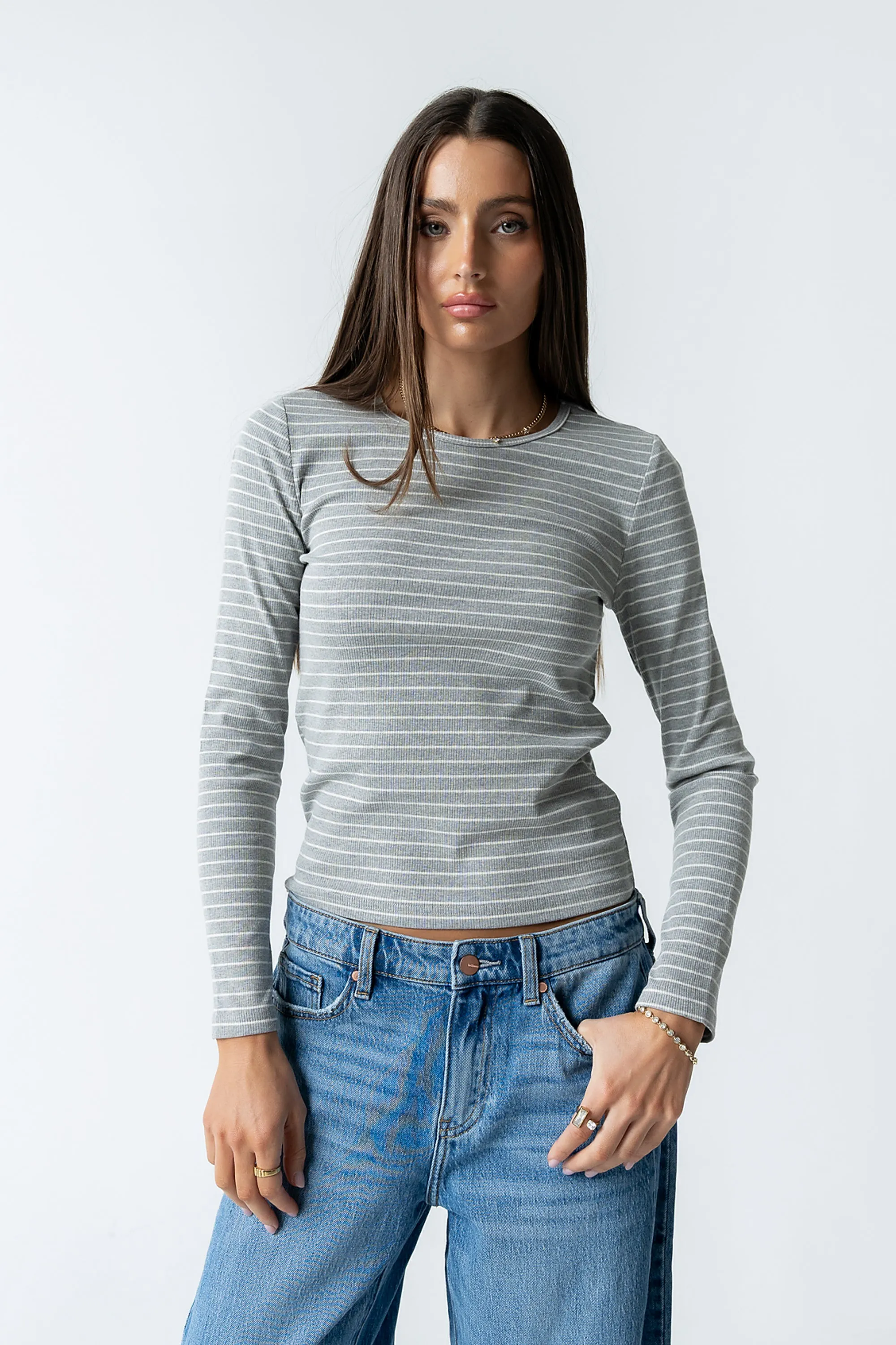 Indiana Striped Top in Heather Grey sold by bohme product image thumbnail 2