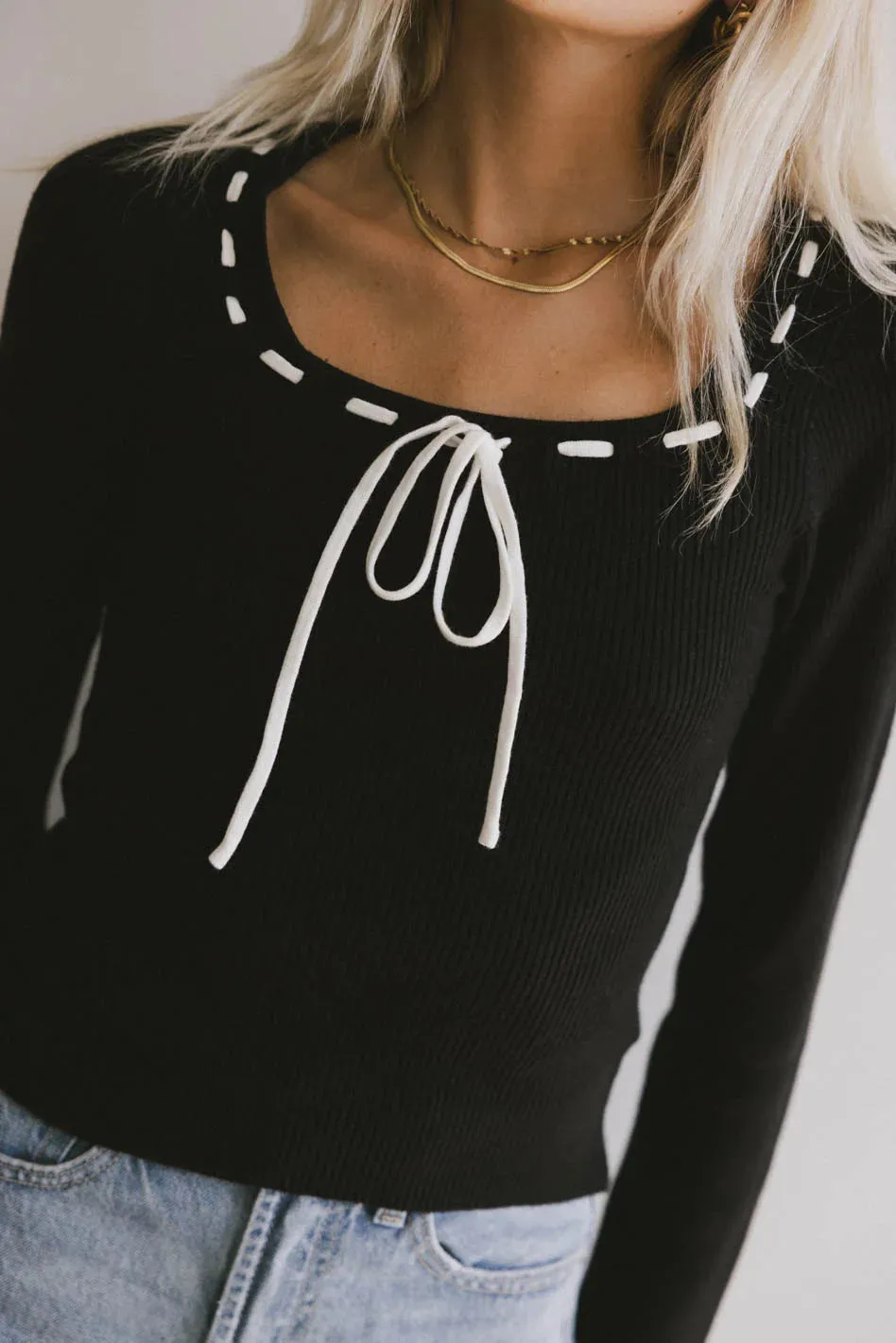 Swenn Ribbed Top in Black sold by bohme