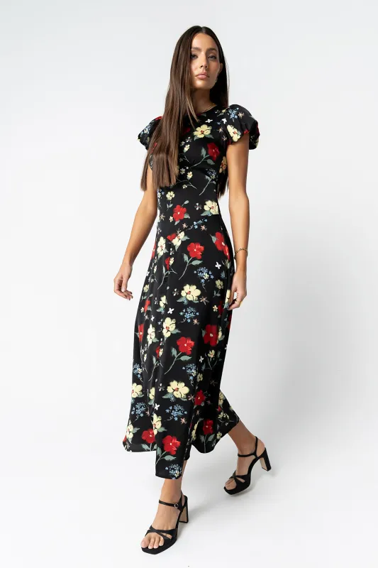 Jenna Floral Maxi Dress in Black made by bohme