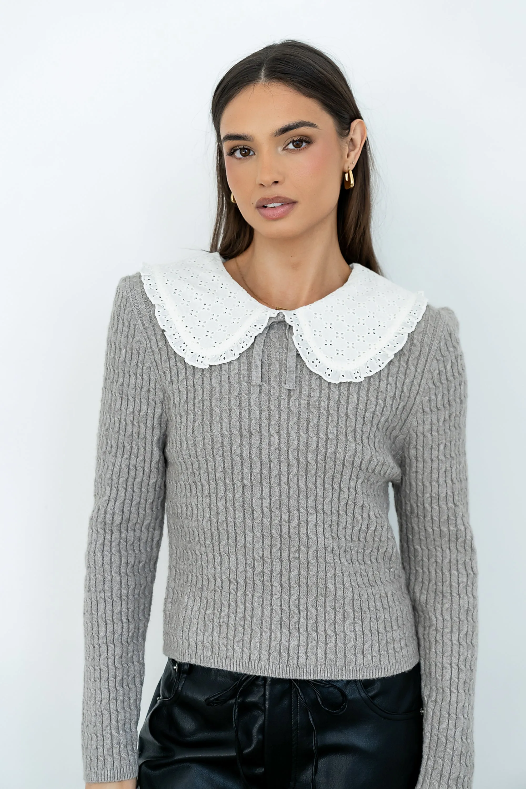 Bobbi Collared Sweater in Grey - FINAL SALE sold by bohme