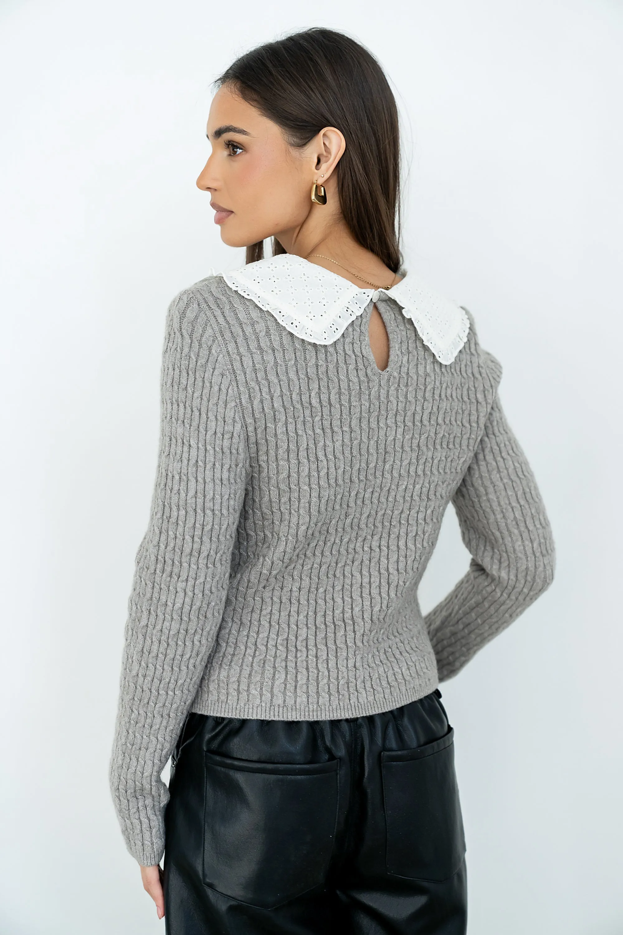 Bobbi Collared Sweater in Grey - FINAL SALE sold by bohme product image thumbnail 4