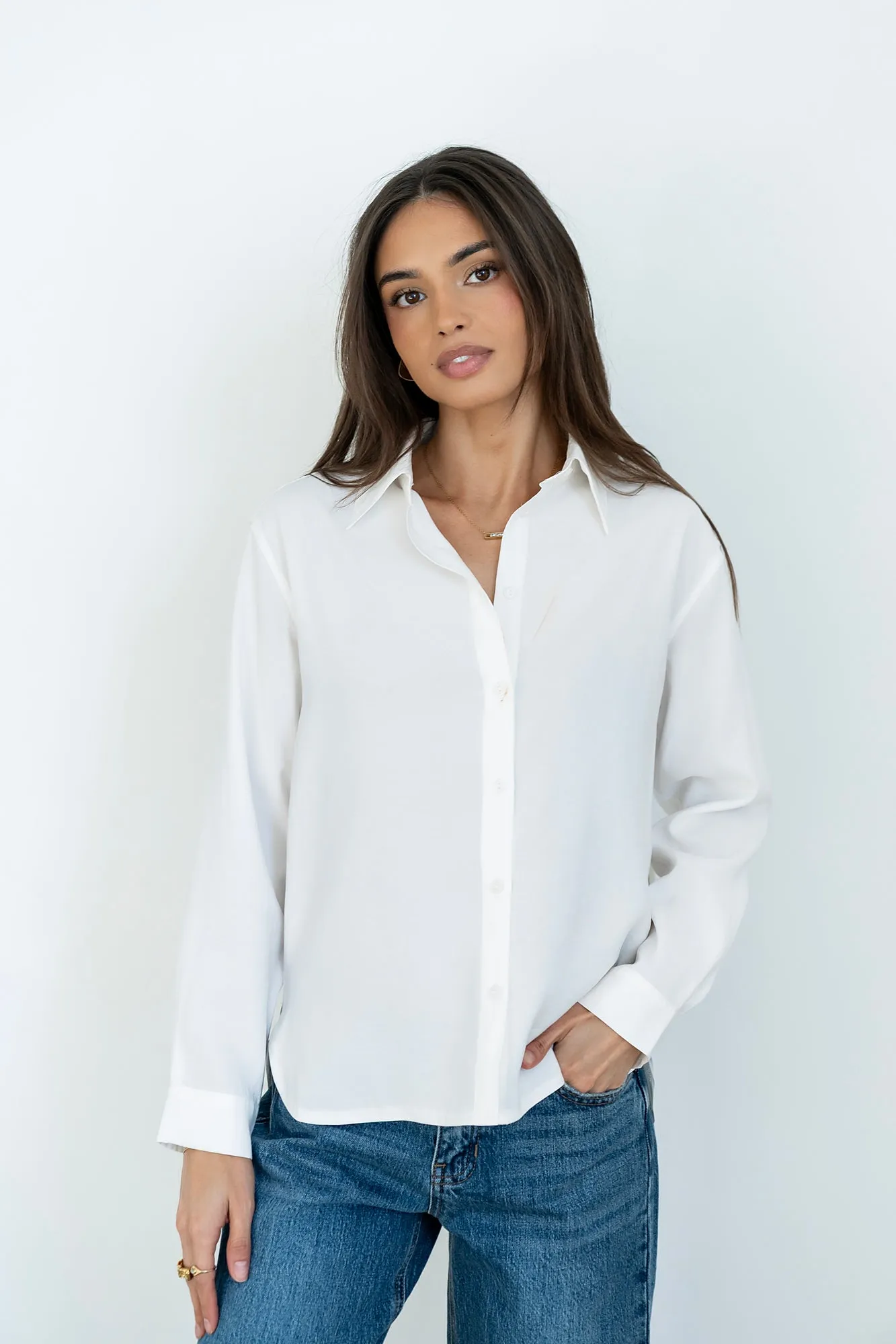 Tacie Button Up in White sold by bohme product image thumbnail 5