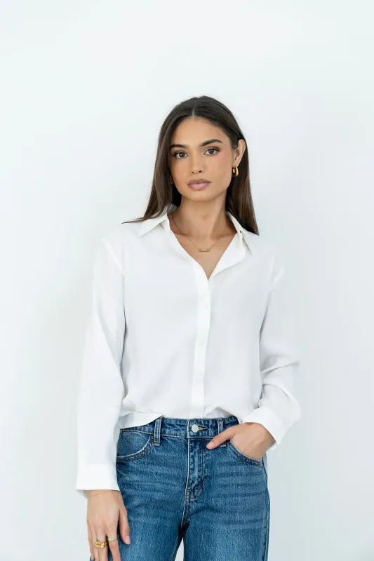 Tacie Button Up in White made by bohme