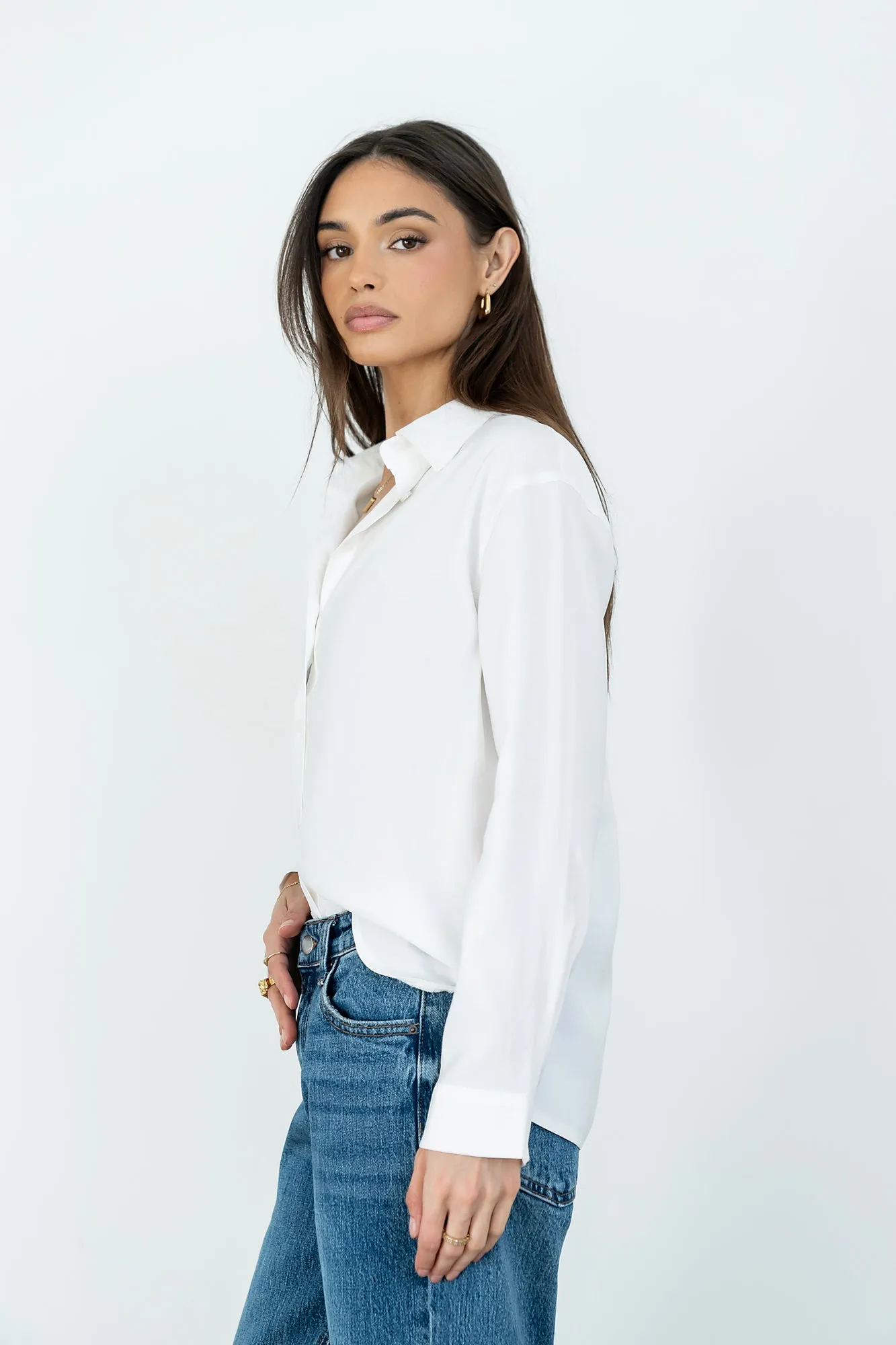 Tacie Button Up in White sold by bohme product image thumbnail 4