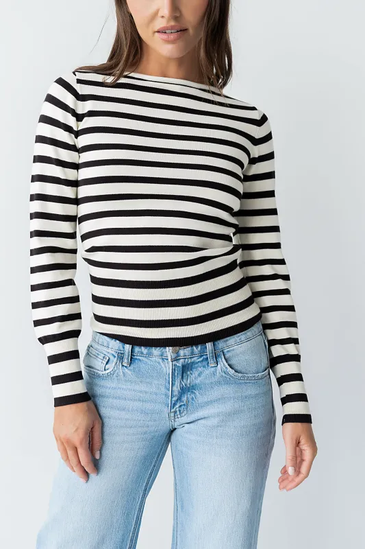 Waldorf Striped Top in Black made by bohme