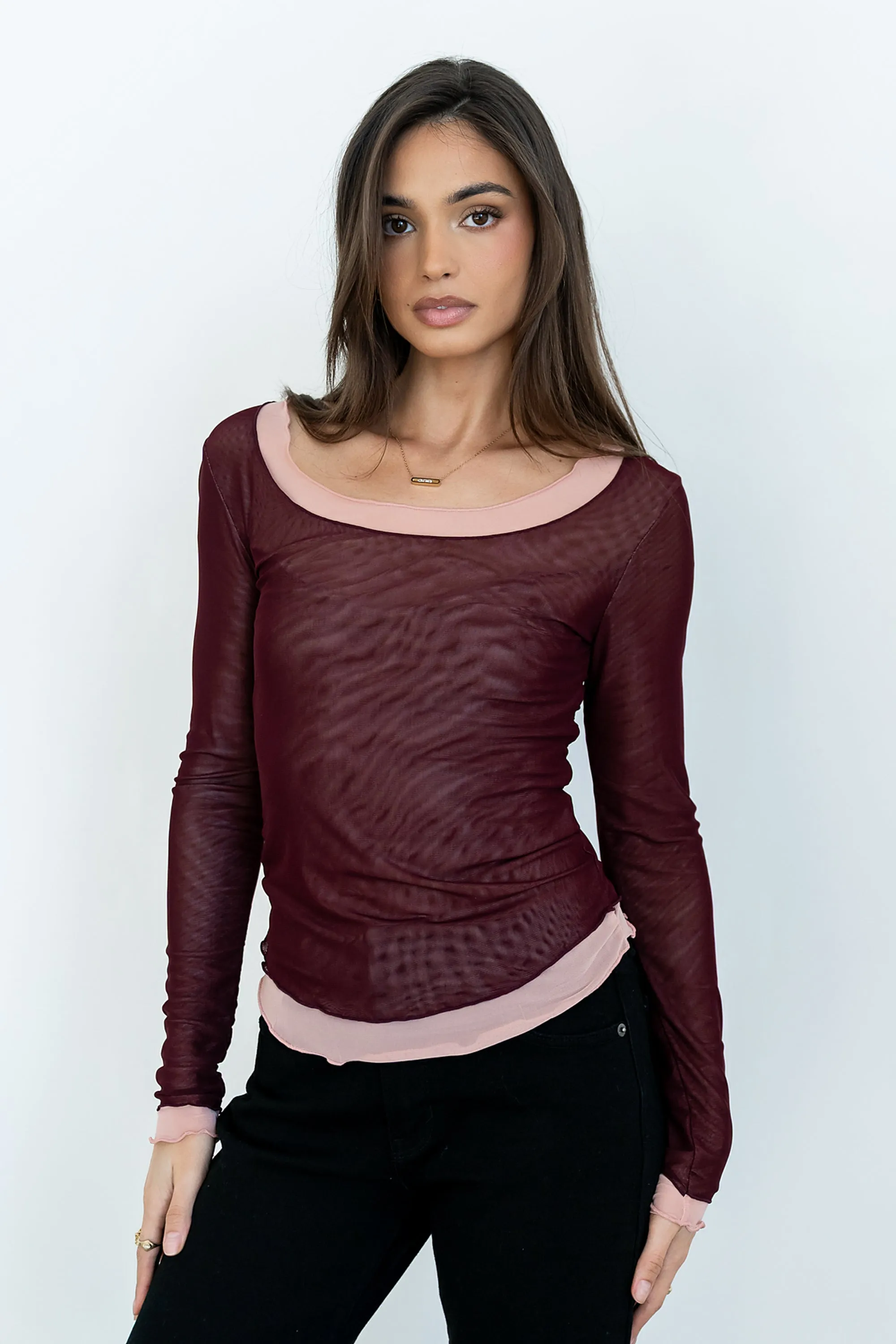 Lex Layered Mesh Top in Purple - FINAL SALE sold by bohme product image thumbnail 5