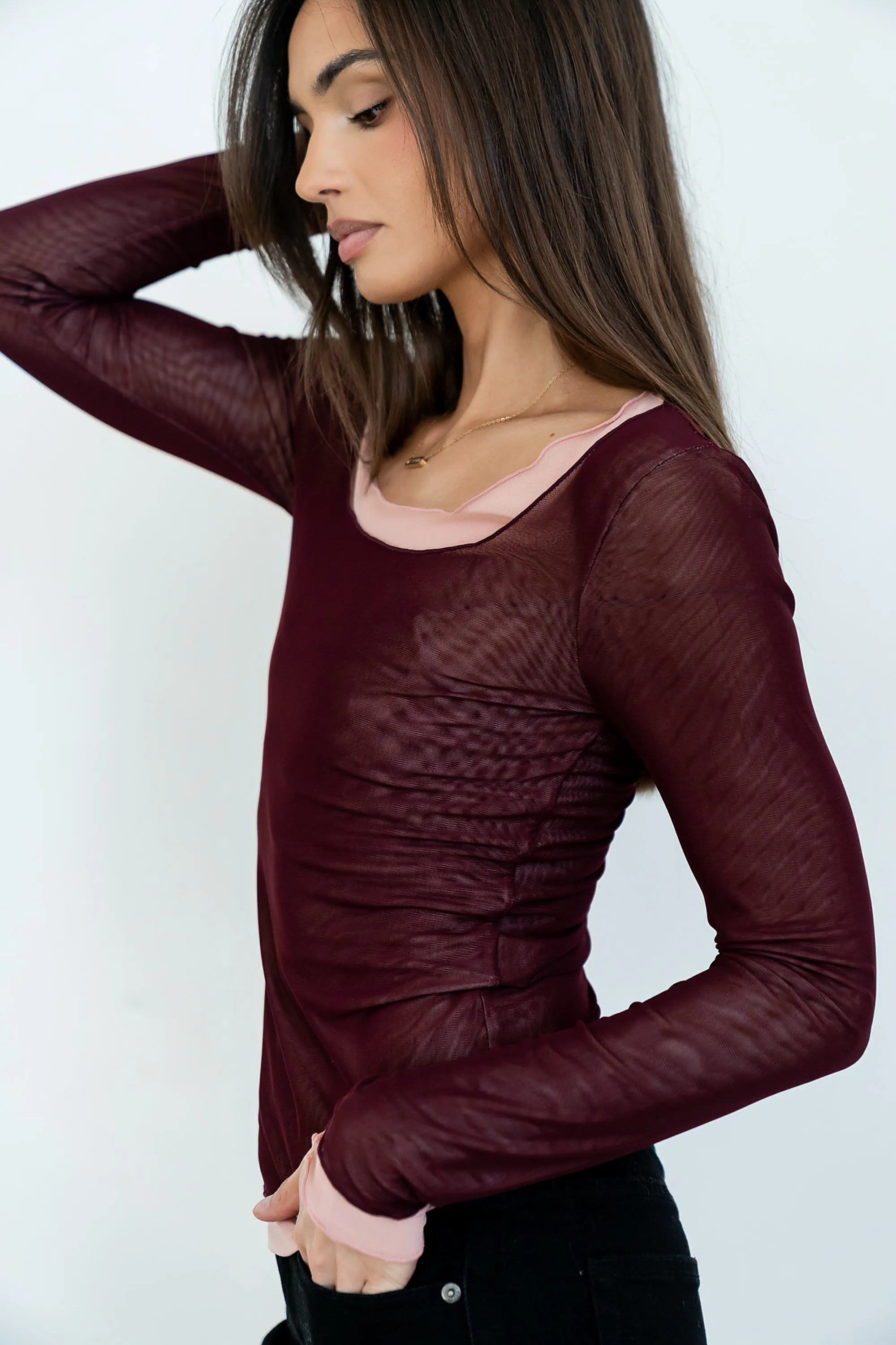 Lex Layered Mesh Top in Purple - FINAL SALE sold by bohme product image thumbnail 3