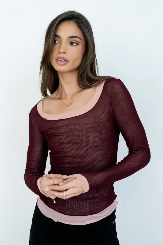 Lex Layered Mesh Top in Purple - FINAL SALE made by bohme