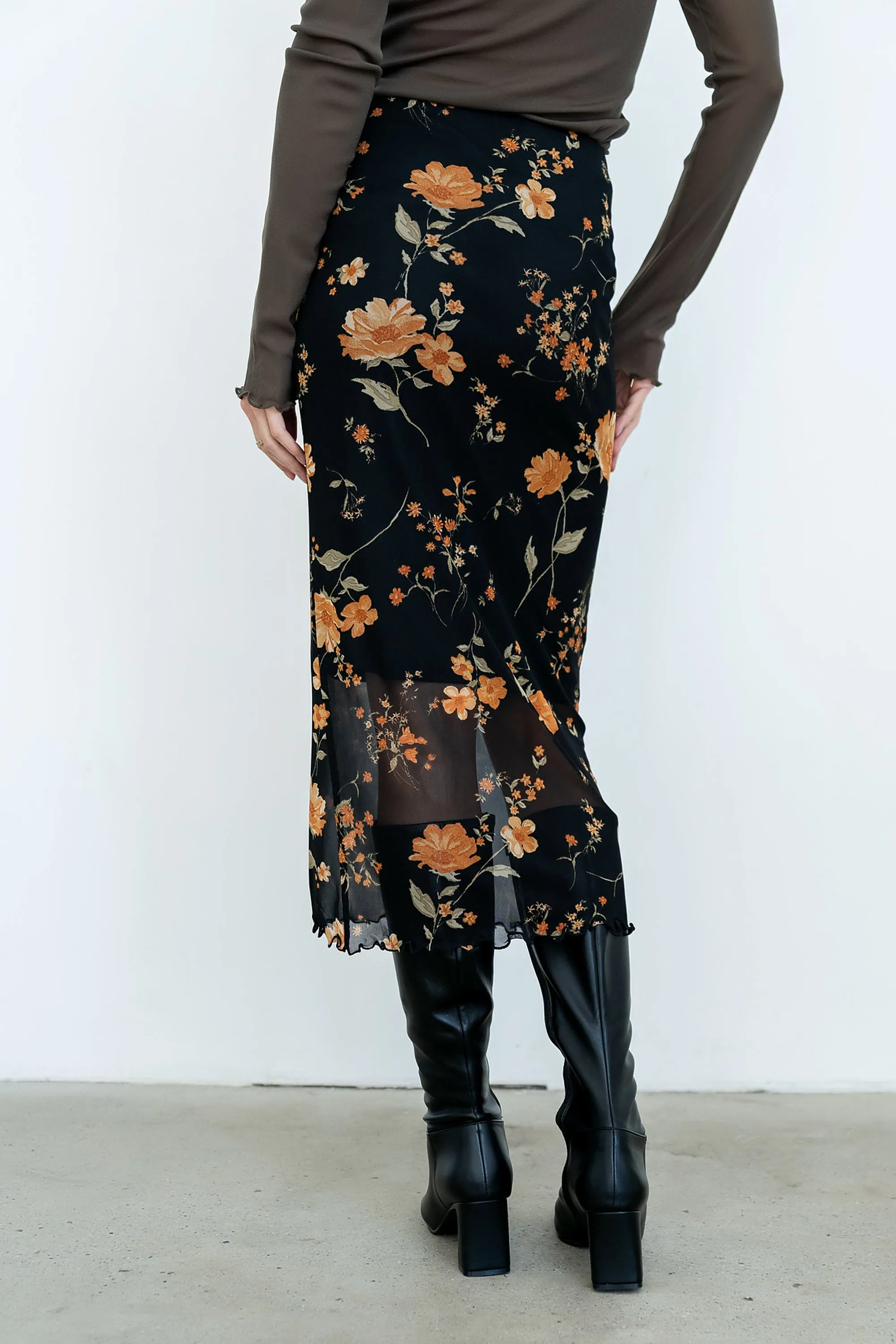 Carly Mesh Midi Skirt in Black sold by bohme product image thumbnail 5