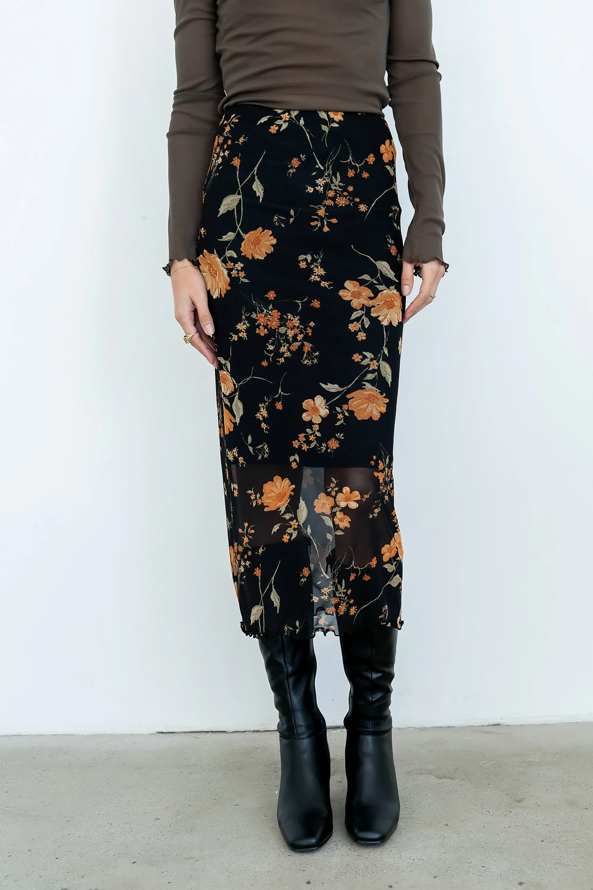 Carly Mesh Midi Skirt in Black sold by bohme product image thumbnail 3