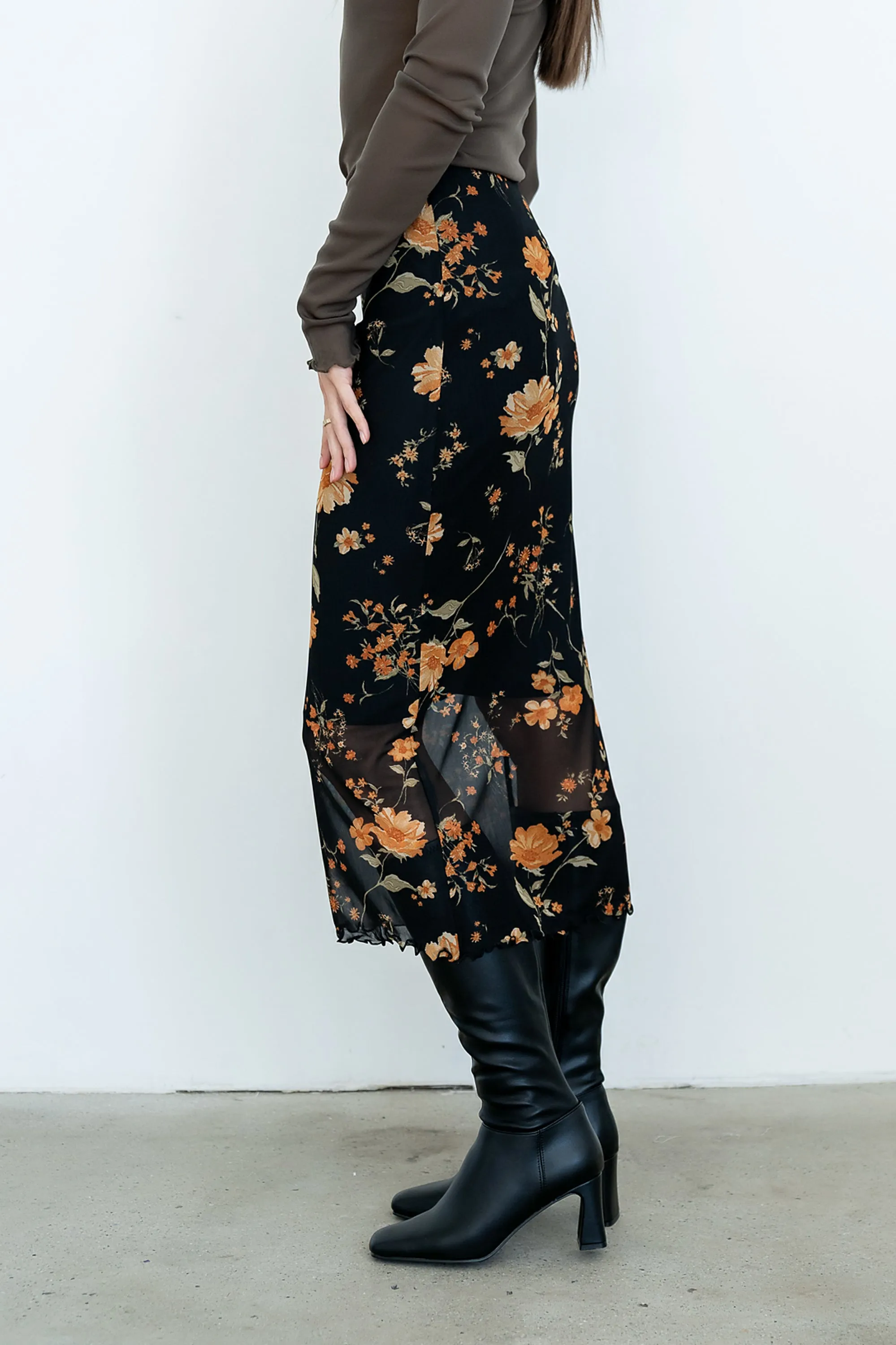 Carly Mesh Midi Skirt in Black sold by bohme product image thumbnail 4