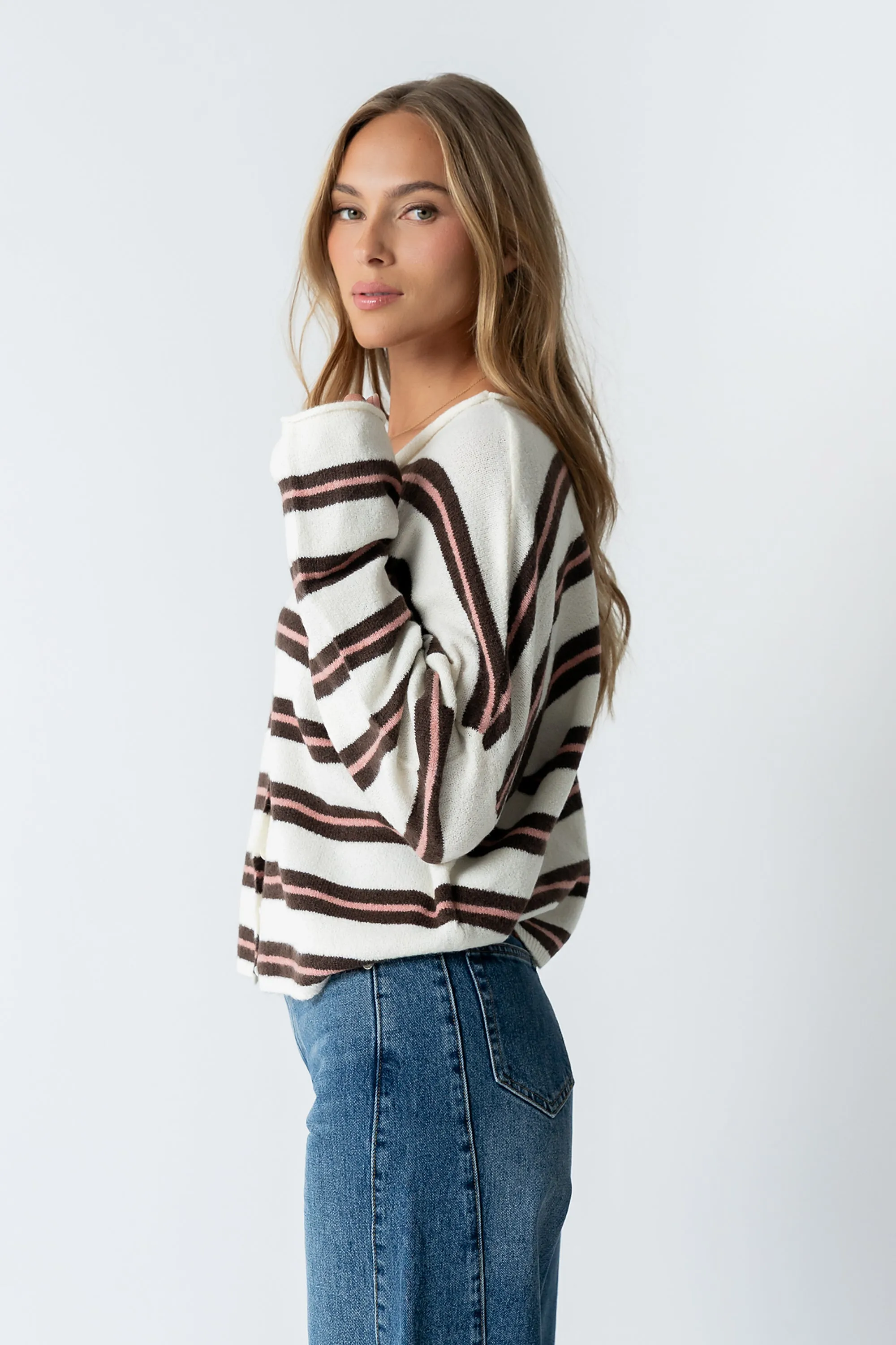Mariah Striped Cardigan in Ivory - FINAL SALE sold by bohme product image thumbnail 4