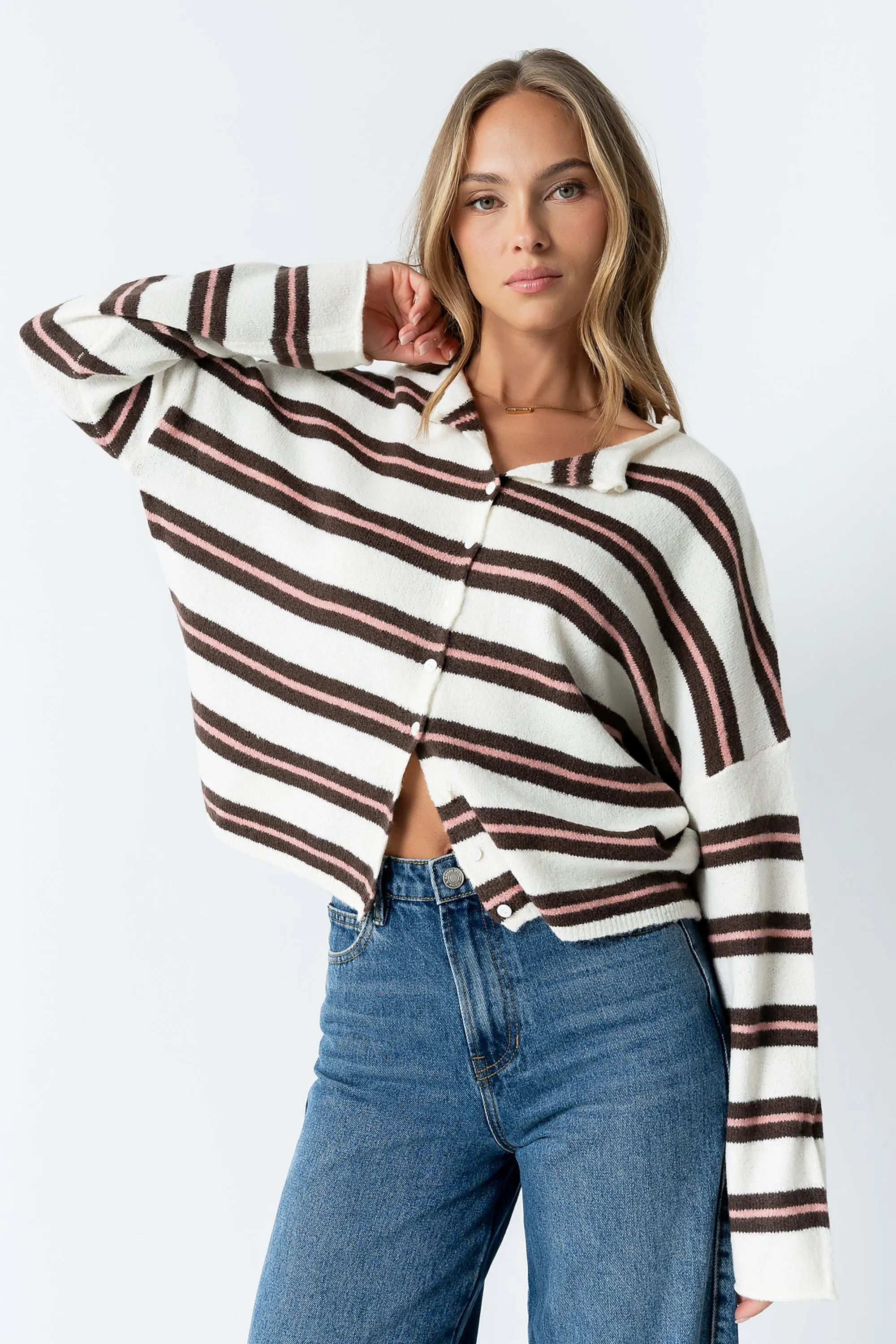Mariah Striped Cardigan in Ivory - FINAL SALE sold by bohme product image thumbnail 2